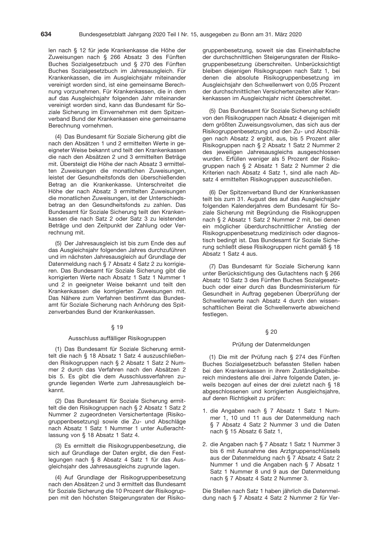 BGBl. 2020, Seite 634 — Originalseite als Abbildung