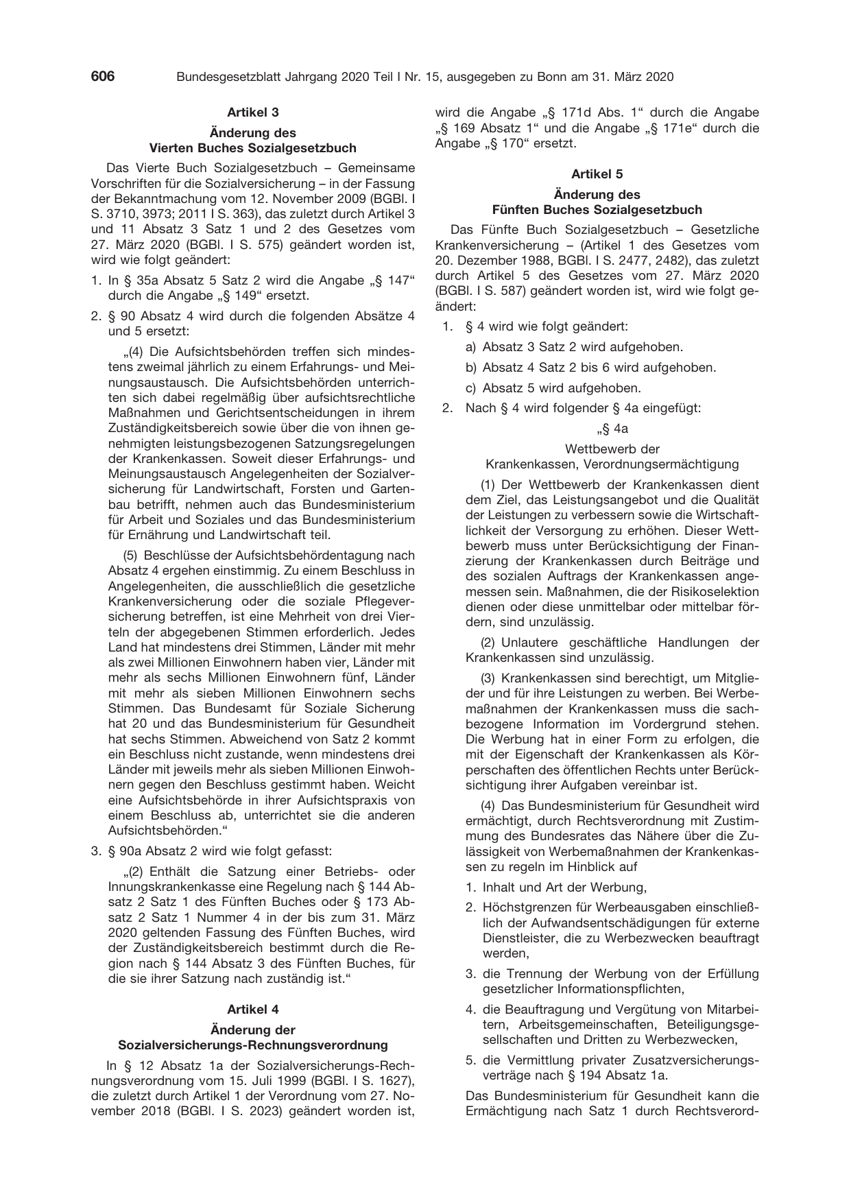 BGBl. 2020, Seite 606 — Originalseite als Abbildung