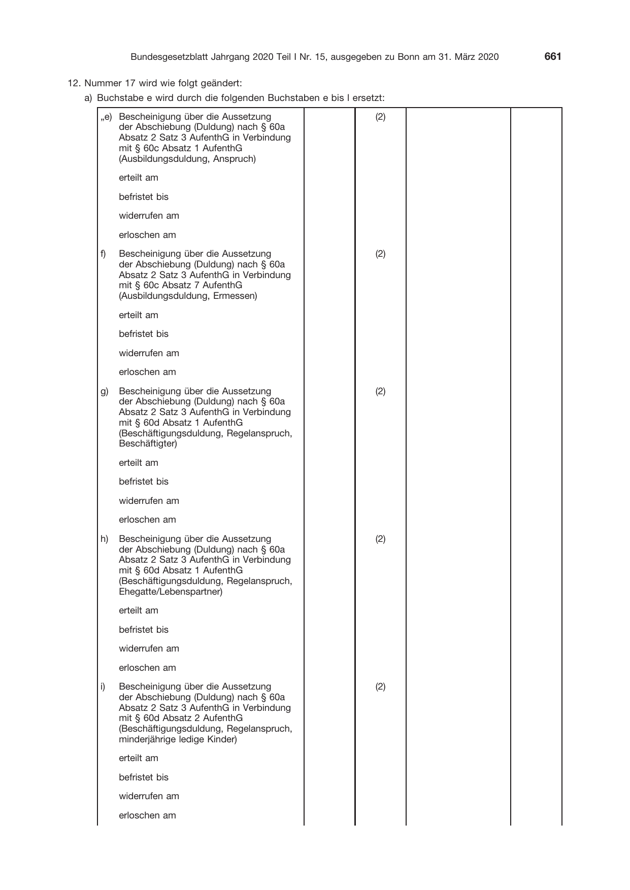 BGBl. 2020, Seite 661 — Originalseite als Abbildung