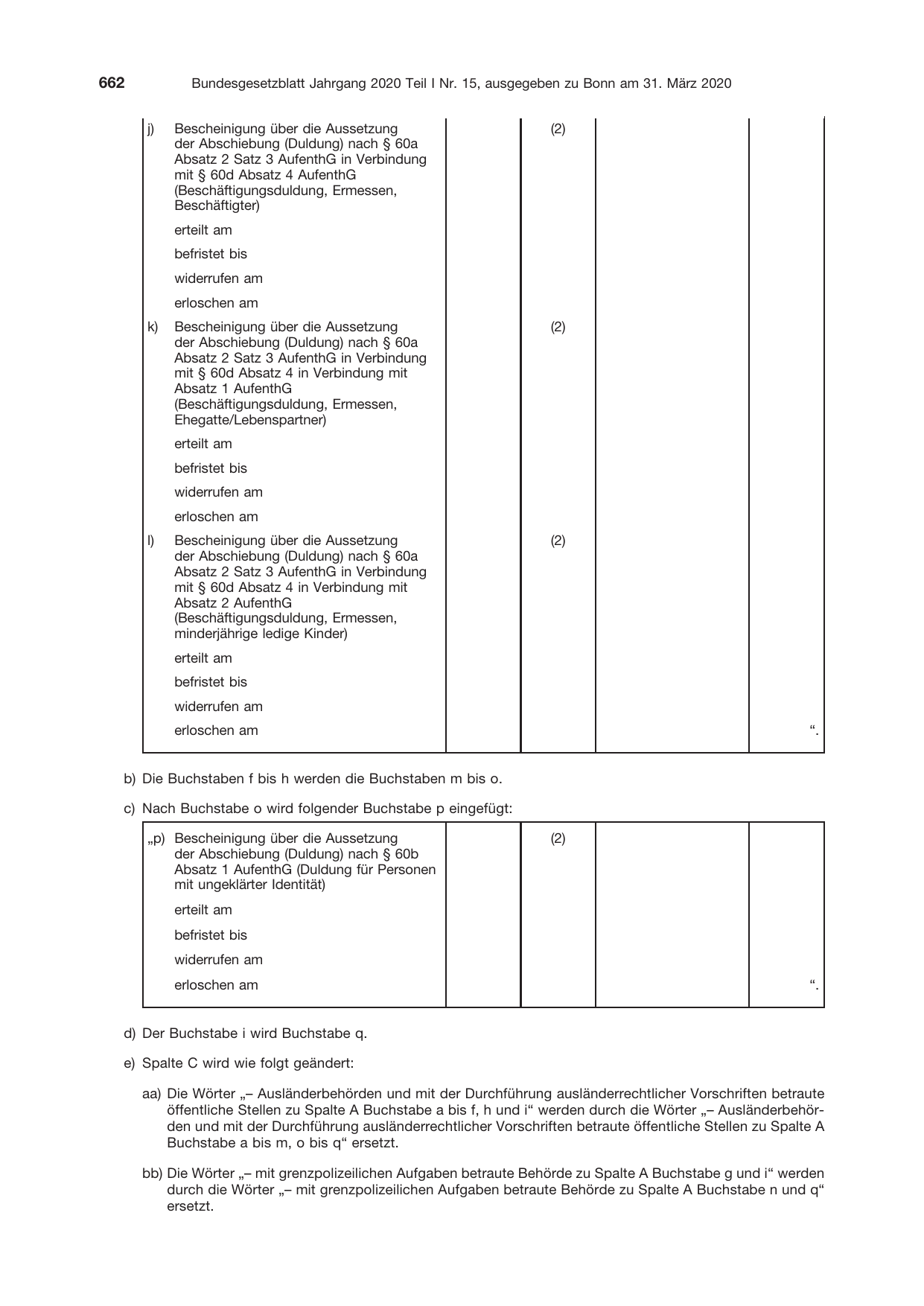 BGBl. 2020, Seite 662 — Originalseite als Abbildung