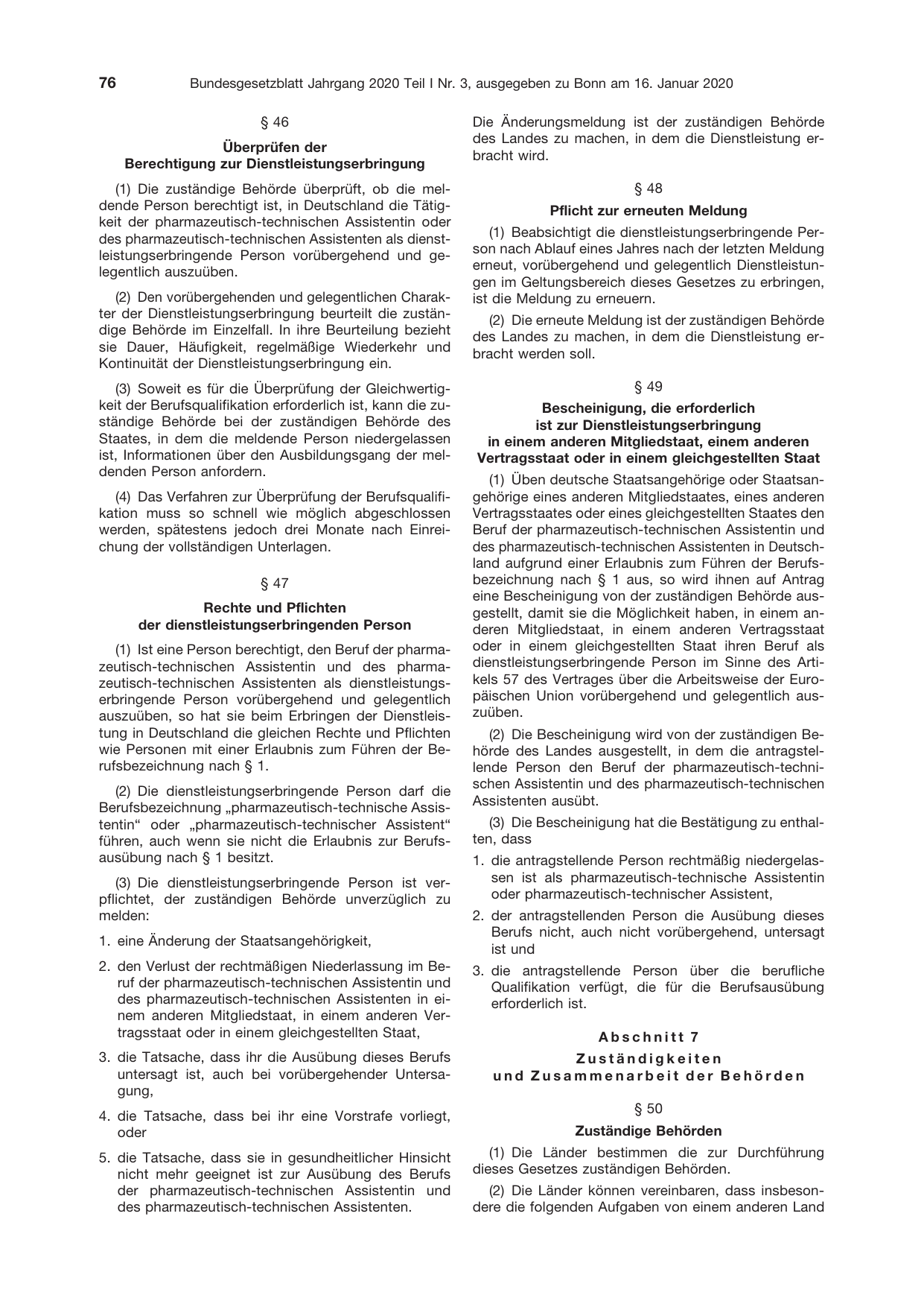 BGBl. 2020, Seite 76 — Originalseite als Abbildung
