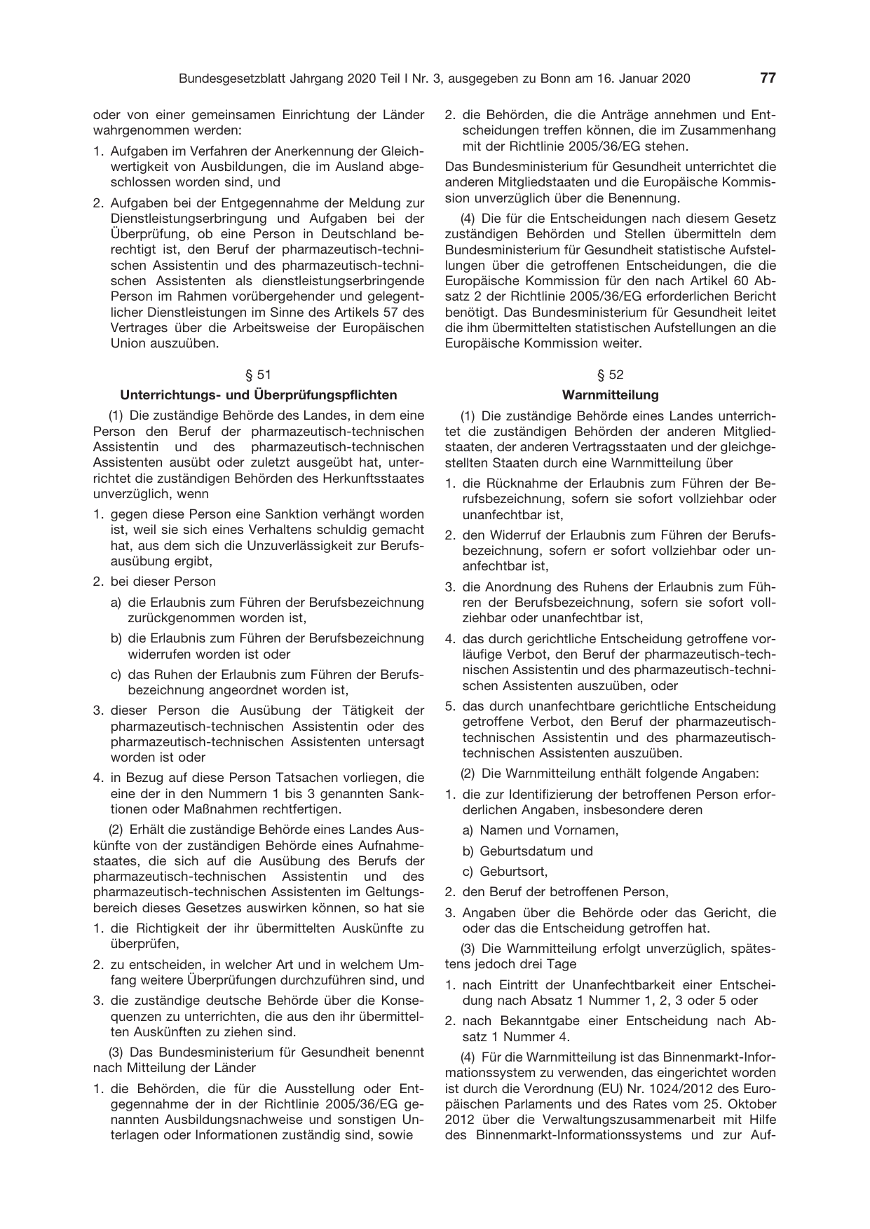 BGBl. 2020, Seite 77 — Originalseite als Abbildung