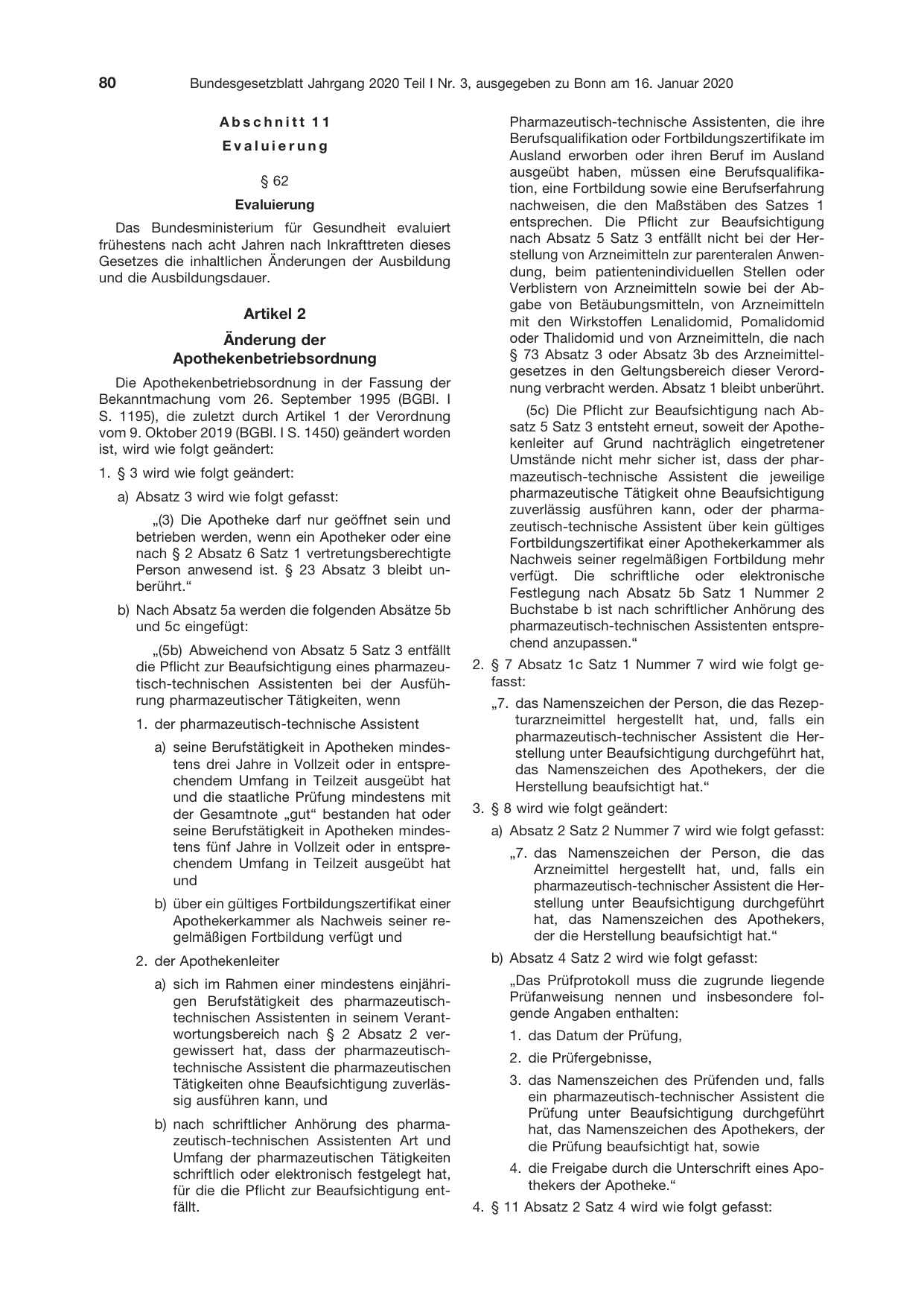 BGBl. 2020, Seite 80 — Originalseite als Abbildung