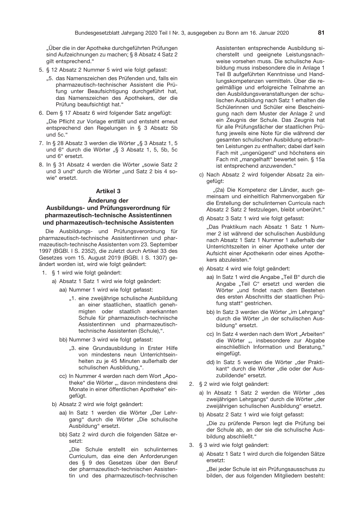BGBl. 2020, Seite 81 — Originalseite als Abbildung