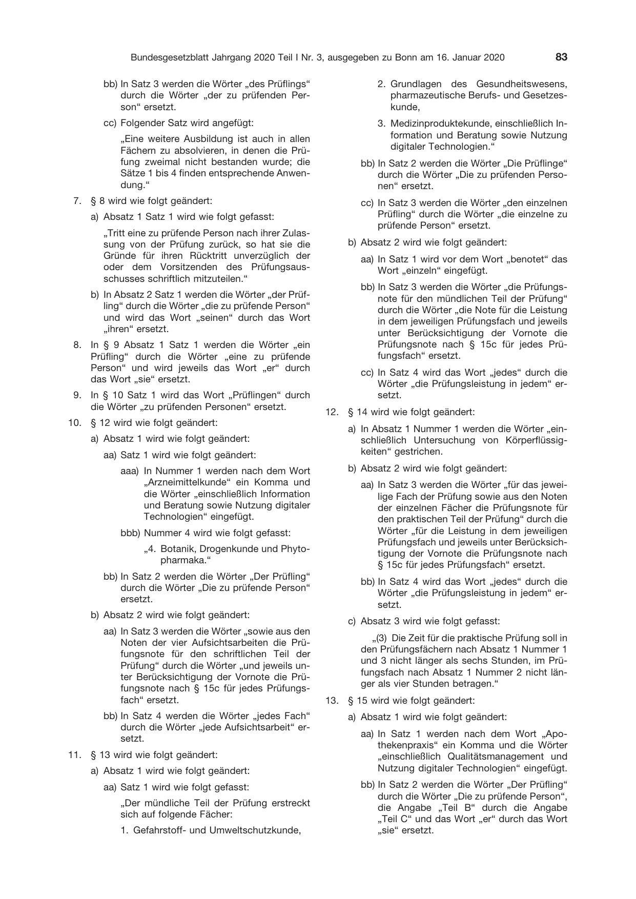 BGBl. 2020, Seite 83 — Originalseite als Abbildung