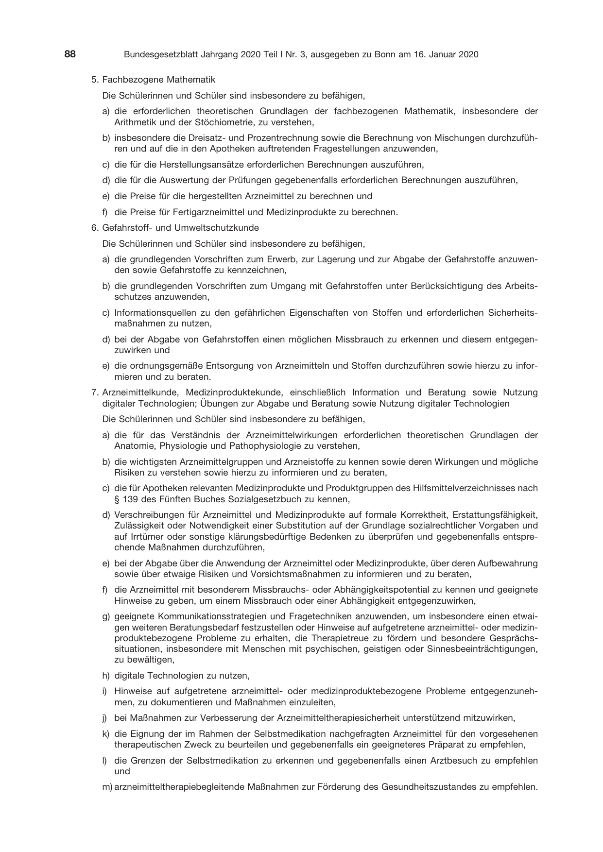 BGBl. 2020, Seite 88 — Originalseite als Abbildung