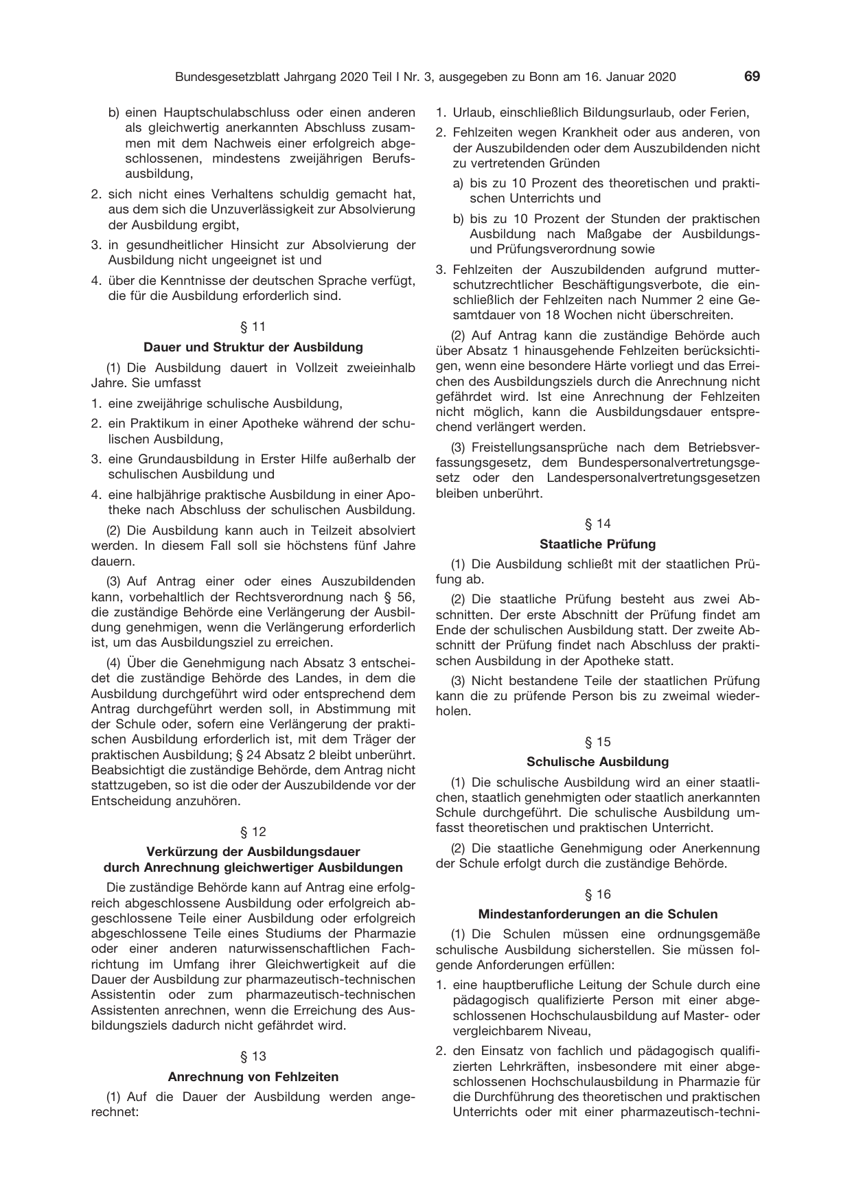BGBl. 2020, Seite 69 — Originalseite als Abbildung