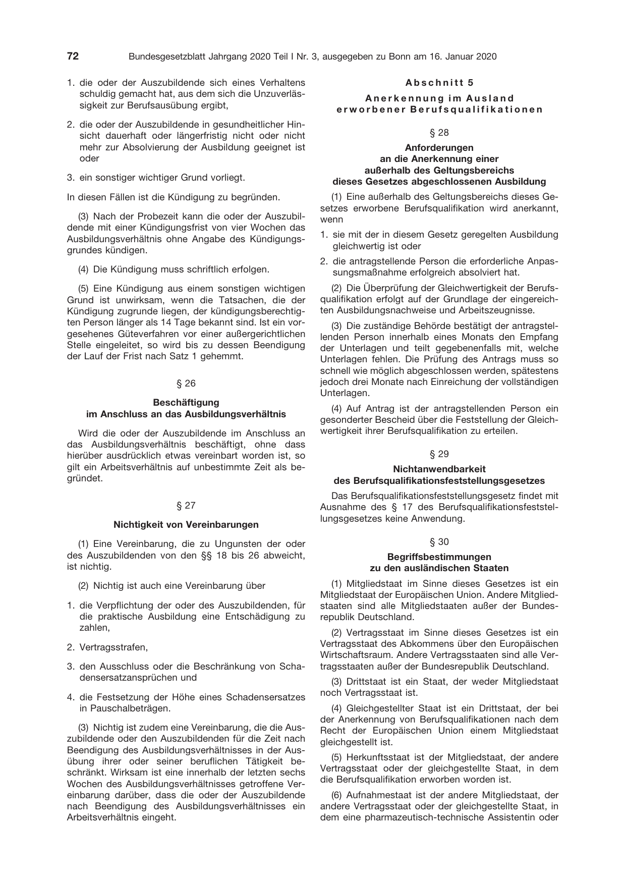 BGBl. 2020, Seite 72 — Originalseite als Abbildung