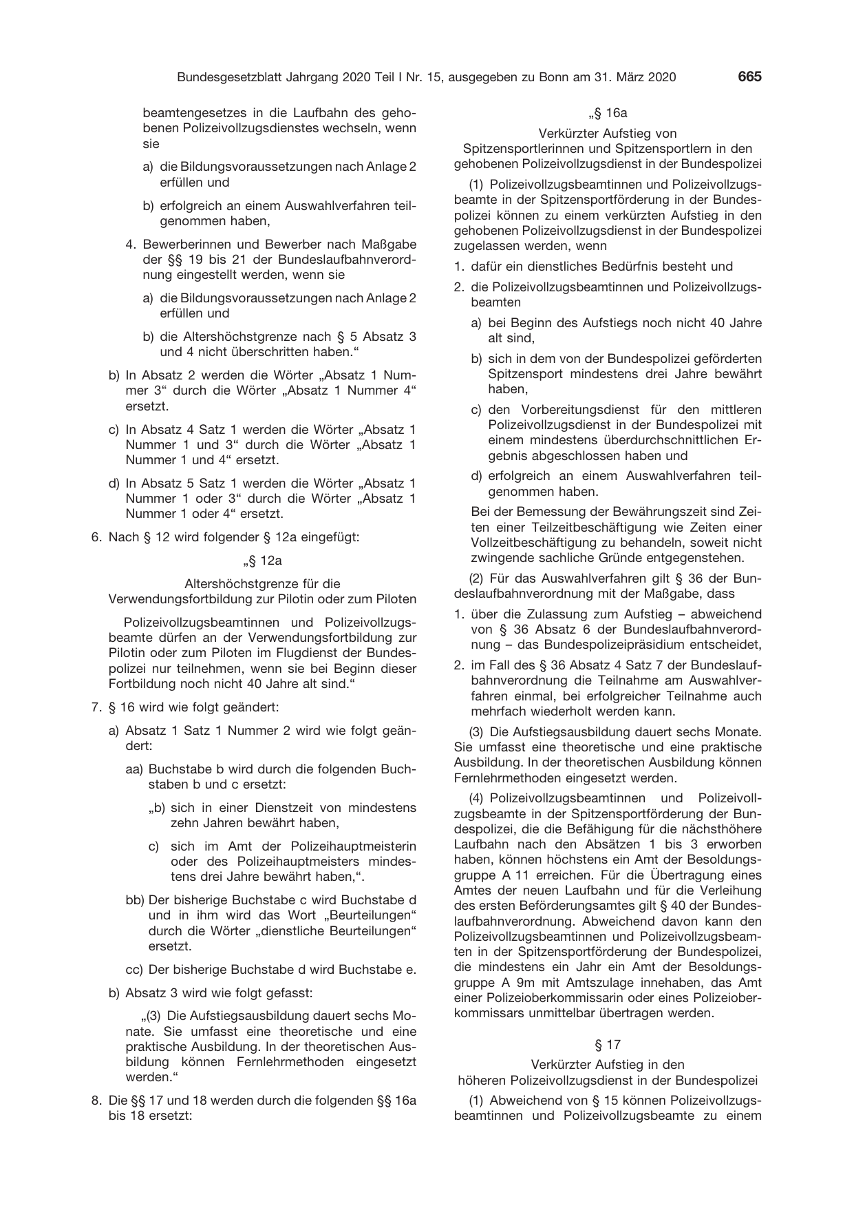 BGBl. 2020, Seite 665 — Originalseite als Abbildung