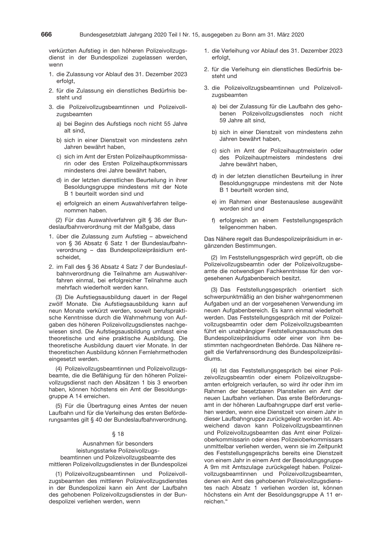 BGBl. 2020, Seite 666 — Originalseite als Abbildung