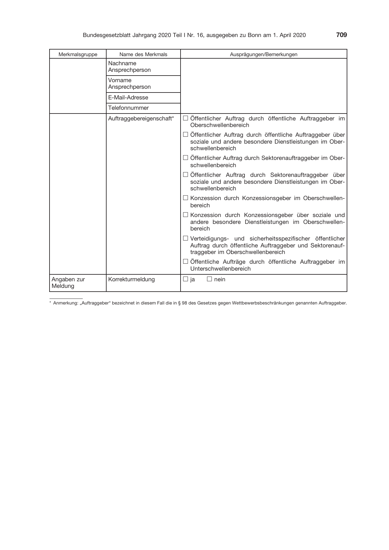 BGBl. 2020, Seite 709 — Originalseite als Abbildung