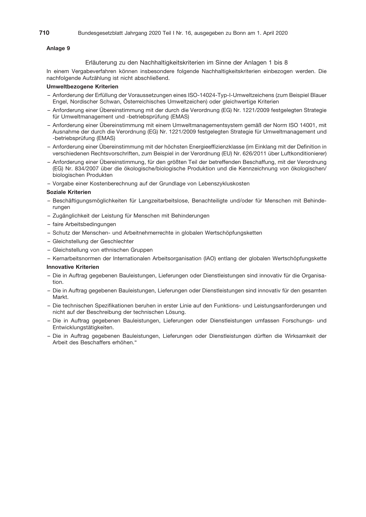 BGBl. 2020, Seite 710 — Originalseite als Abbildung