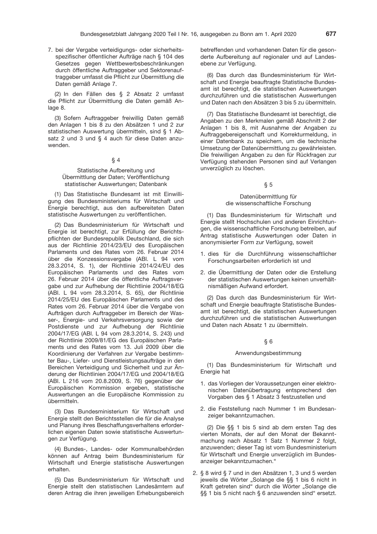 BGBl. 2020, Seite 677 — Originalseite als Abbildung