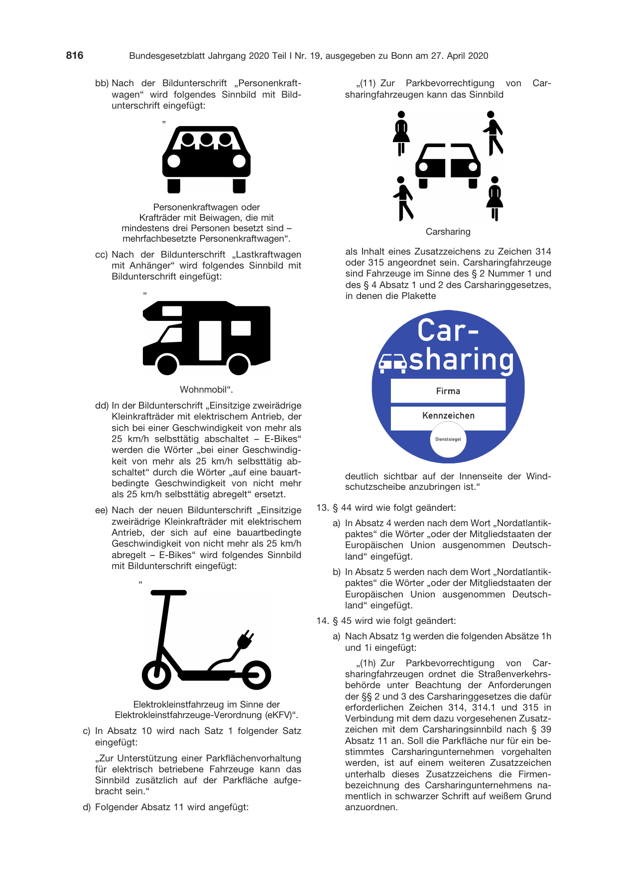 BGBl. 2020, Seite 816 — Originalseite als Abbildung
