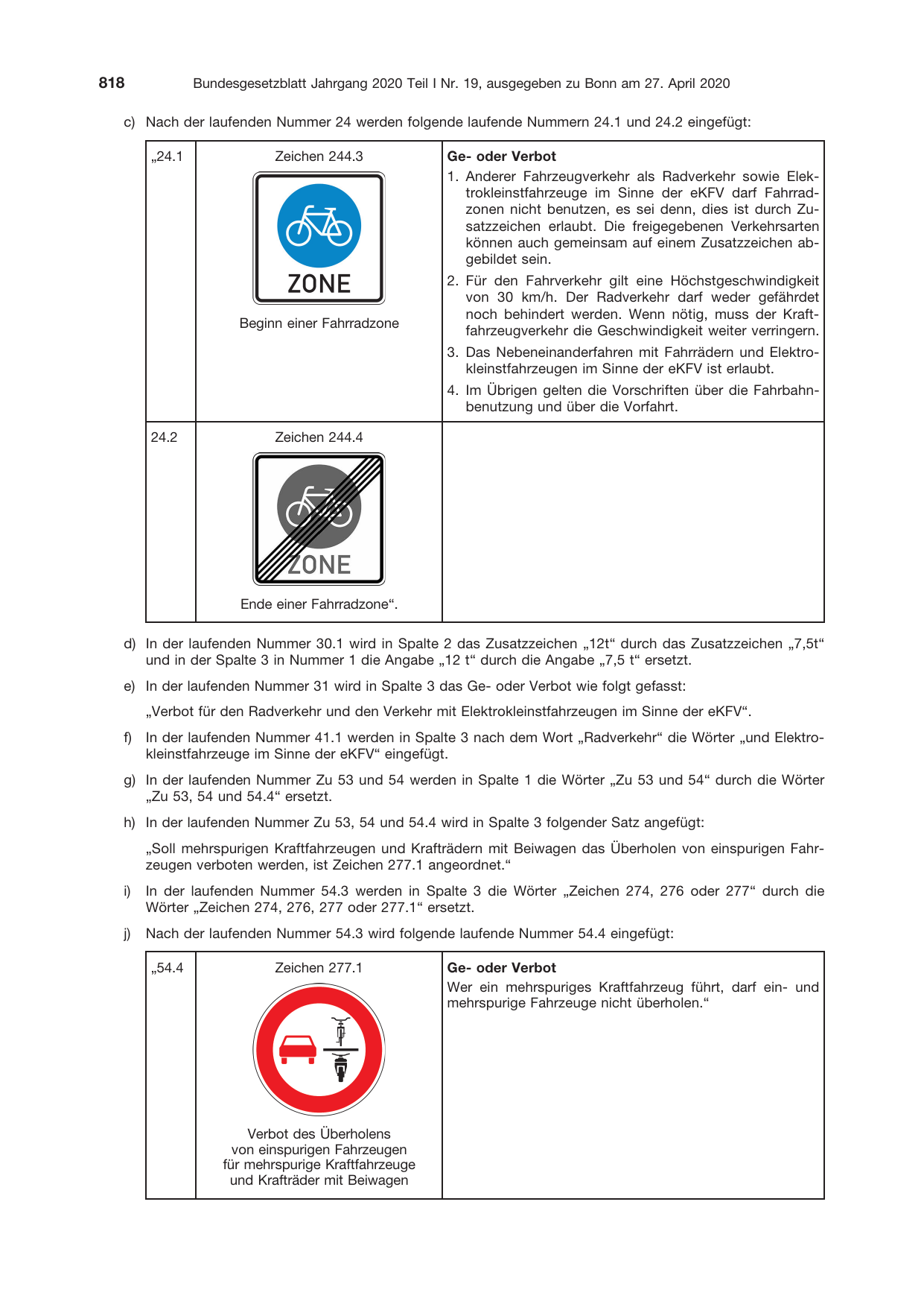 BGBl. 2020, Seite 818 — Originalseite als Abbildung