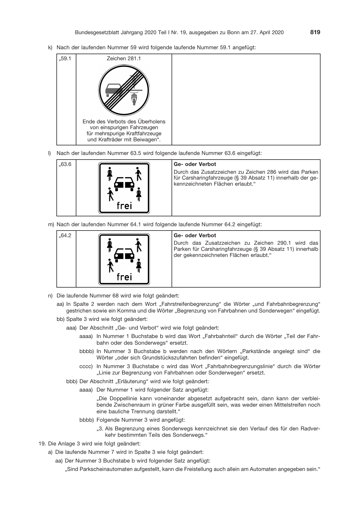 BGBl. 2020, Seite 819 — Originalseite als Abbildung