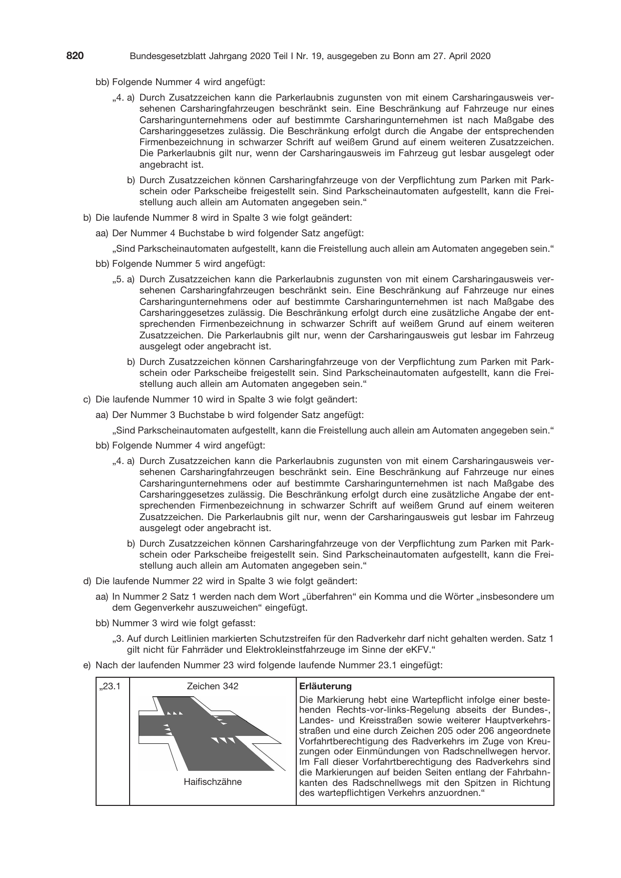BGBl. 2020, Seite 820 — Originalseite als Abbildung