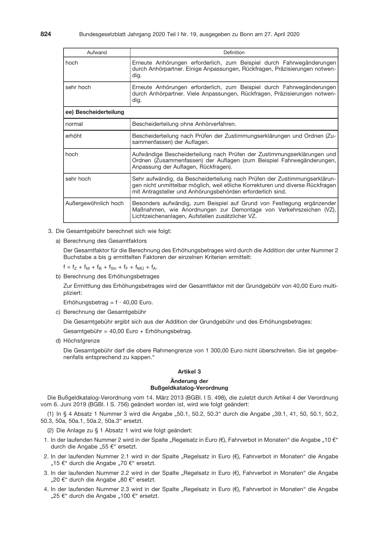 BGBl. 2020, Seite 824 — Originalseite als Abbildung