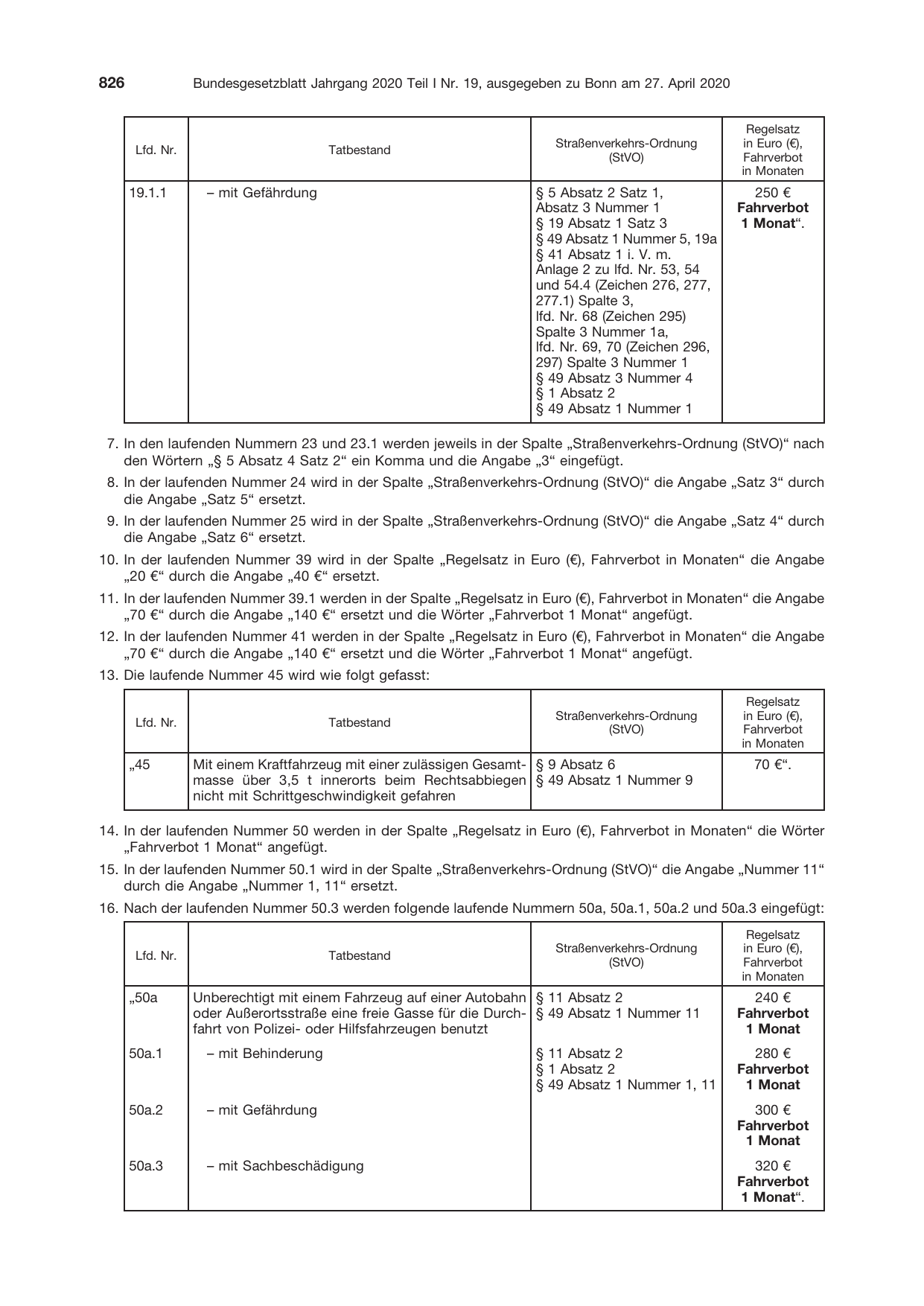 BGBl. 2020, Seite 826 — Originalseite als Abbildung