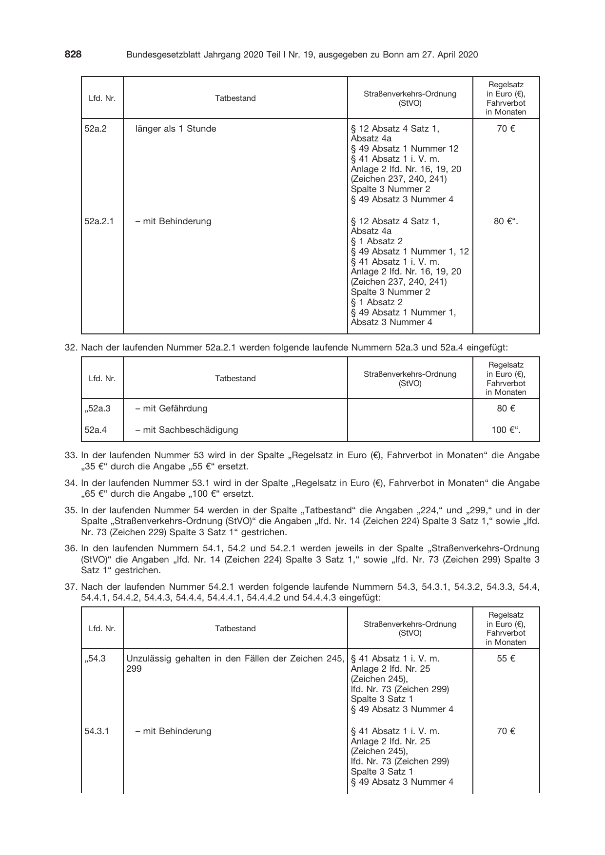 BGBl. 2020, Seite 828 — Originalseite als Abbildung