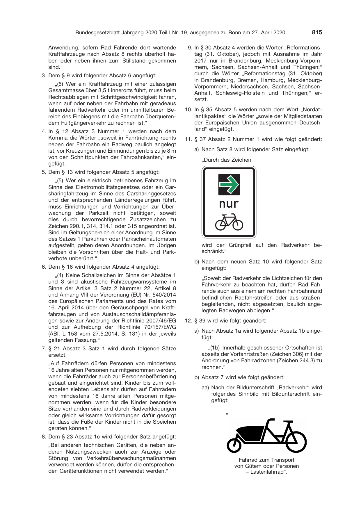 BGBl. 2020, Seite 815 — Originalseite als Abbildung