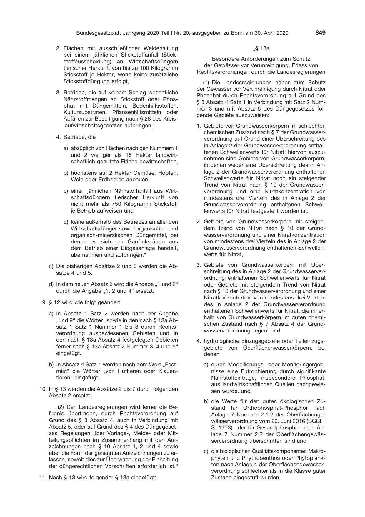 BGBl. 2020, Seite 849 — Originalseite als Abbildung