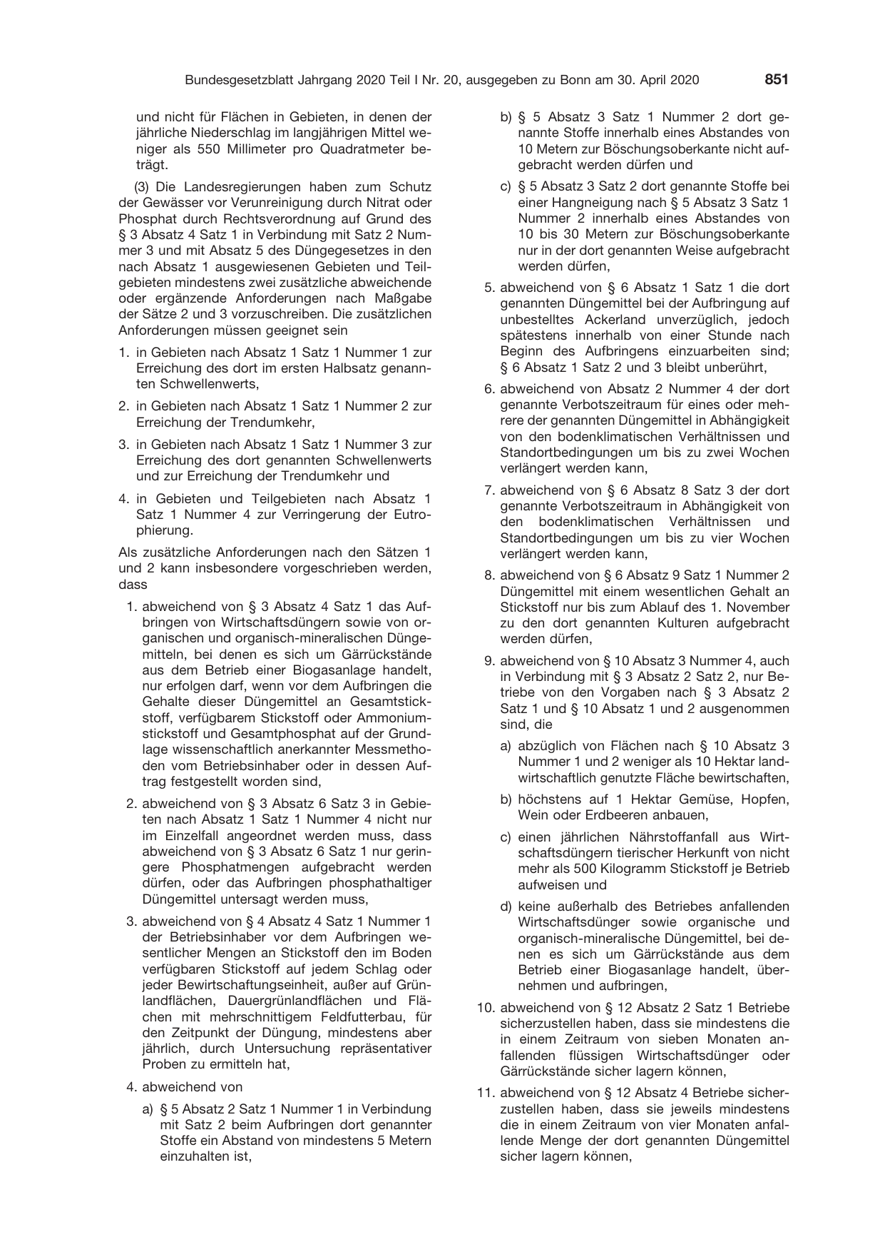 BGBl. 2020, Seite 851 — Originalseite als Abbildung