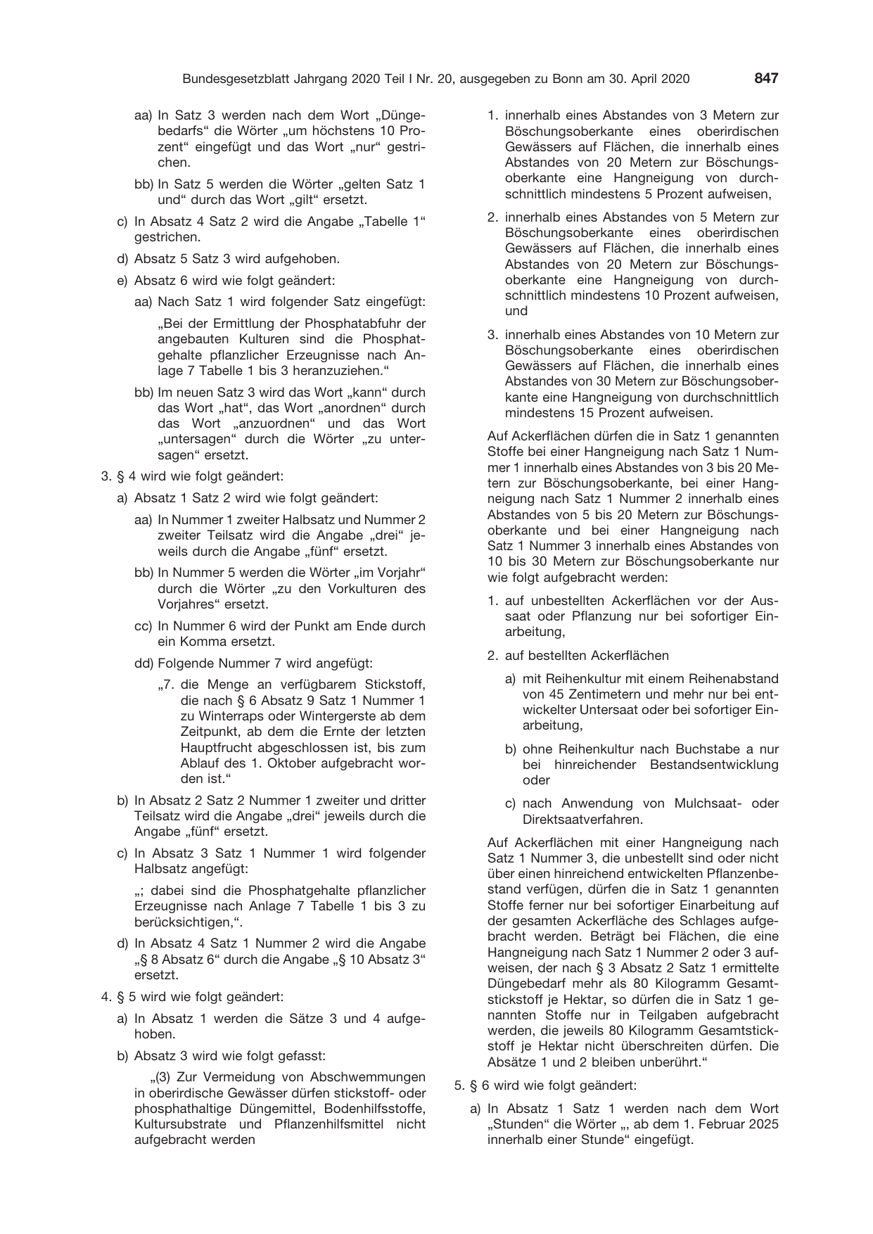 BGBl. 2020, Seite 847 — Originalseite als Abbildung