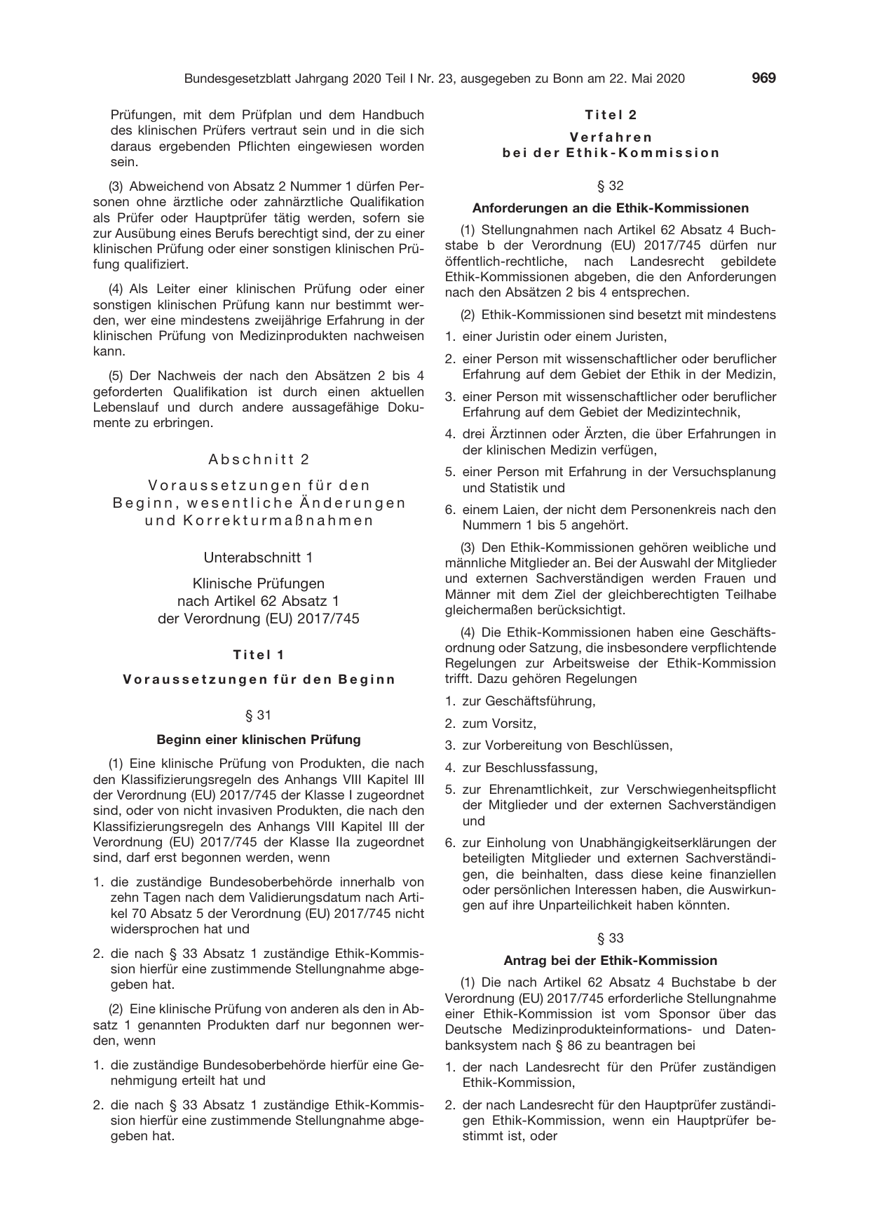 BGBl. 2020, Seite 969 — Originalseite als Abbildung