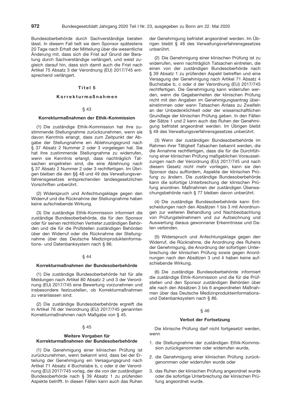 BGBl. 2020, Seite 972 — Originalseite als Abbildung