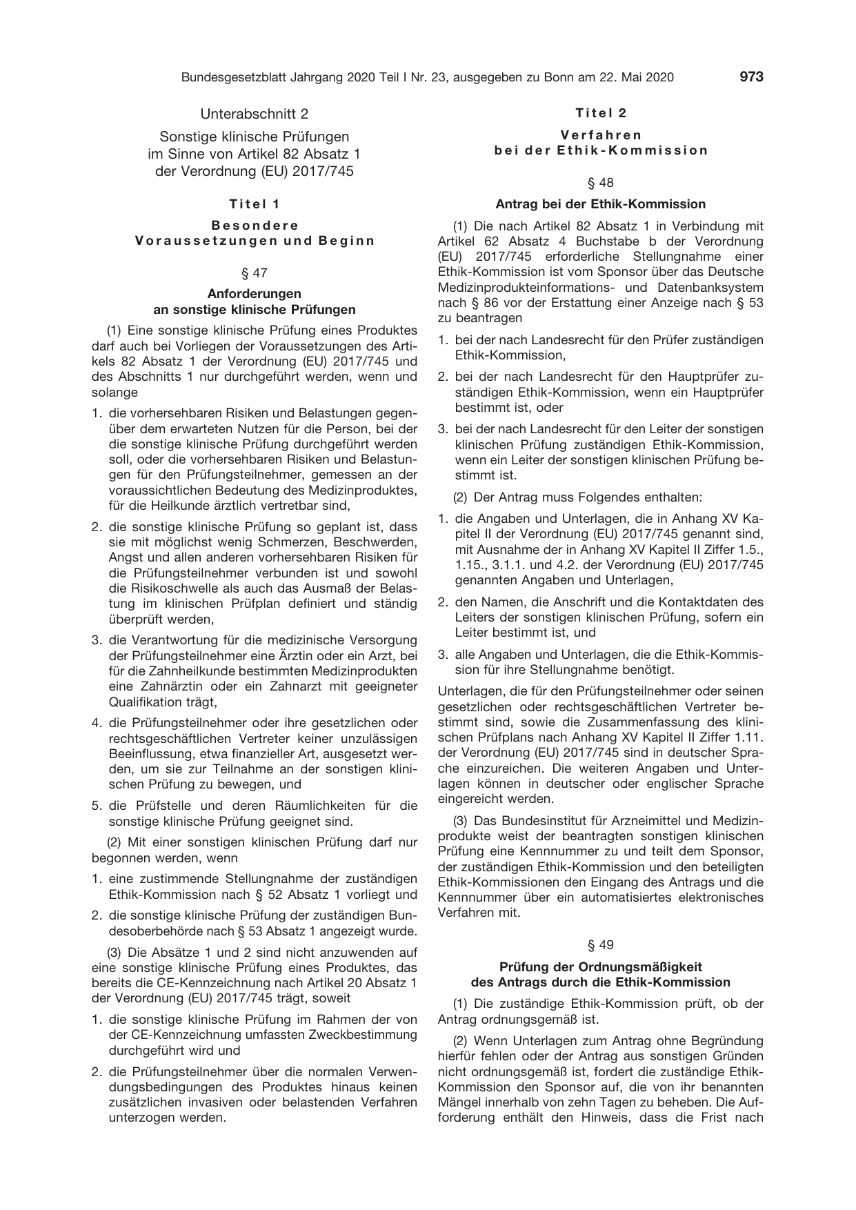 BGBl. 2020, Seite 973 — Originalseite als Abbildung