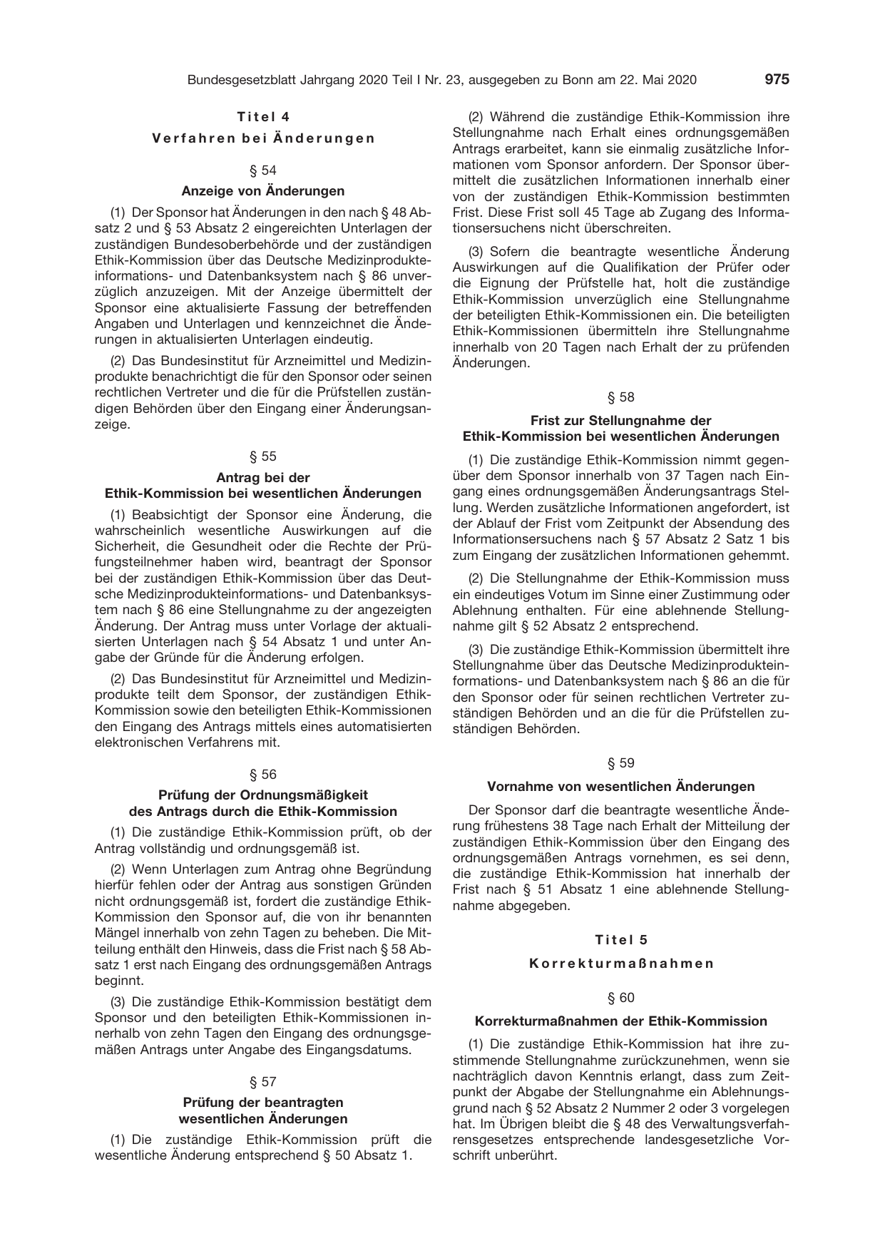 BGBl. 2020, Seite 975 — Originalseite als Abbildung