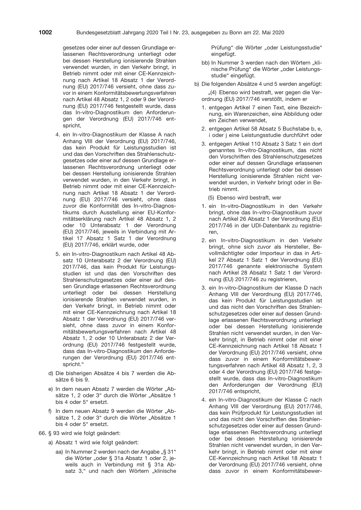 BGBl. 2020, Seite 1002 — Originalseite als Abbildung