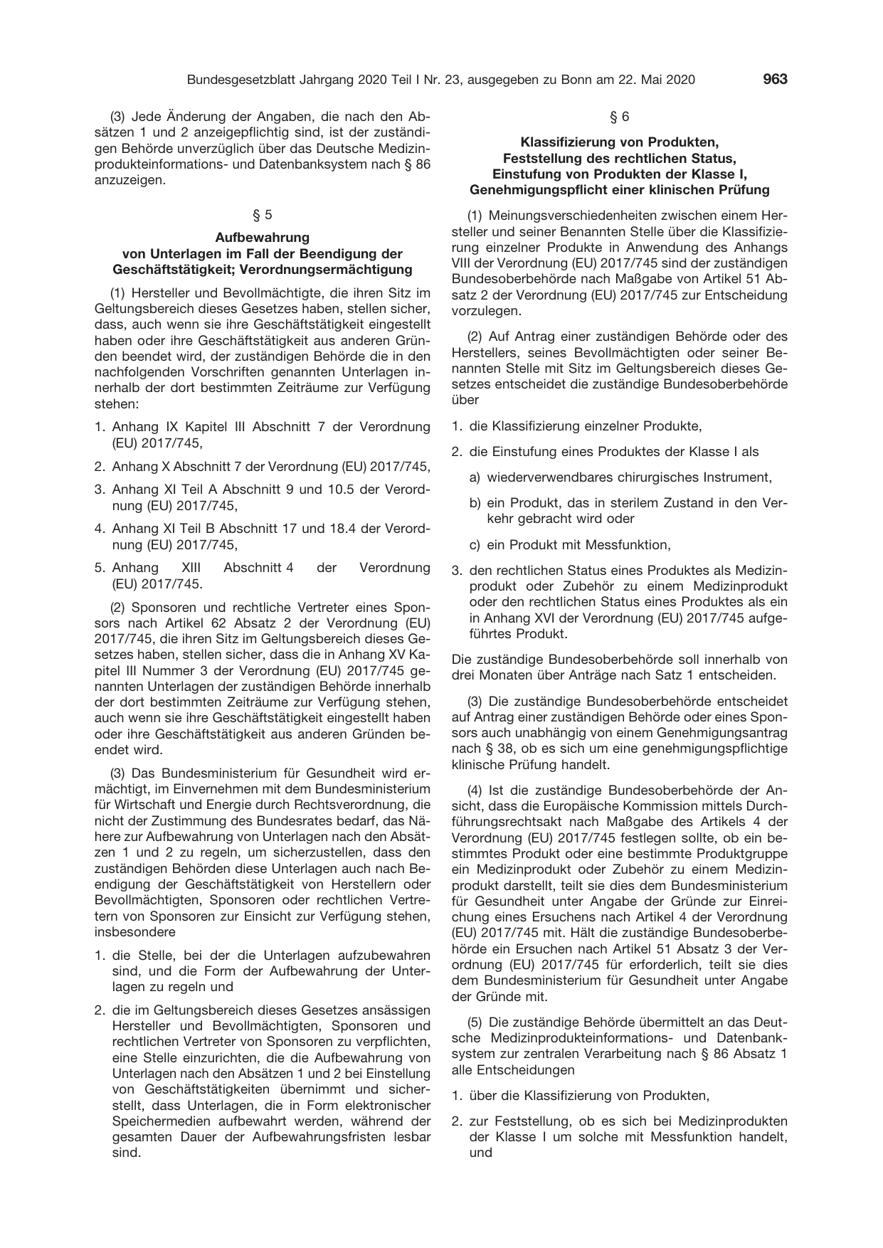 BGBl. 2020, Seite 963 — Originalseite als Abbildung