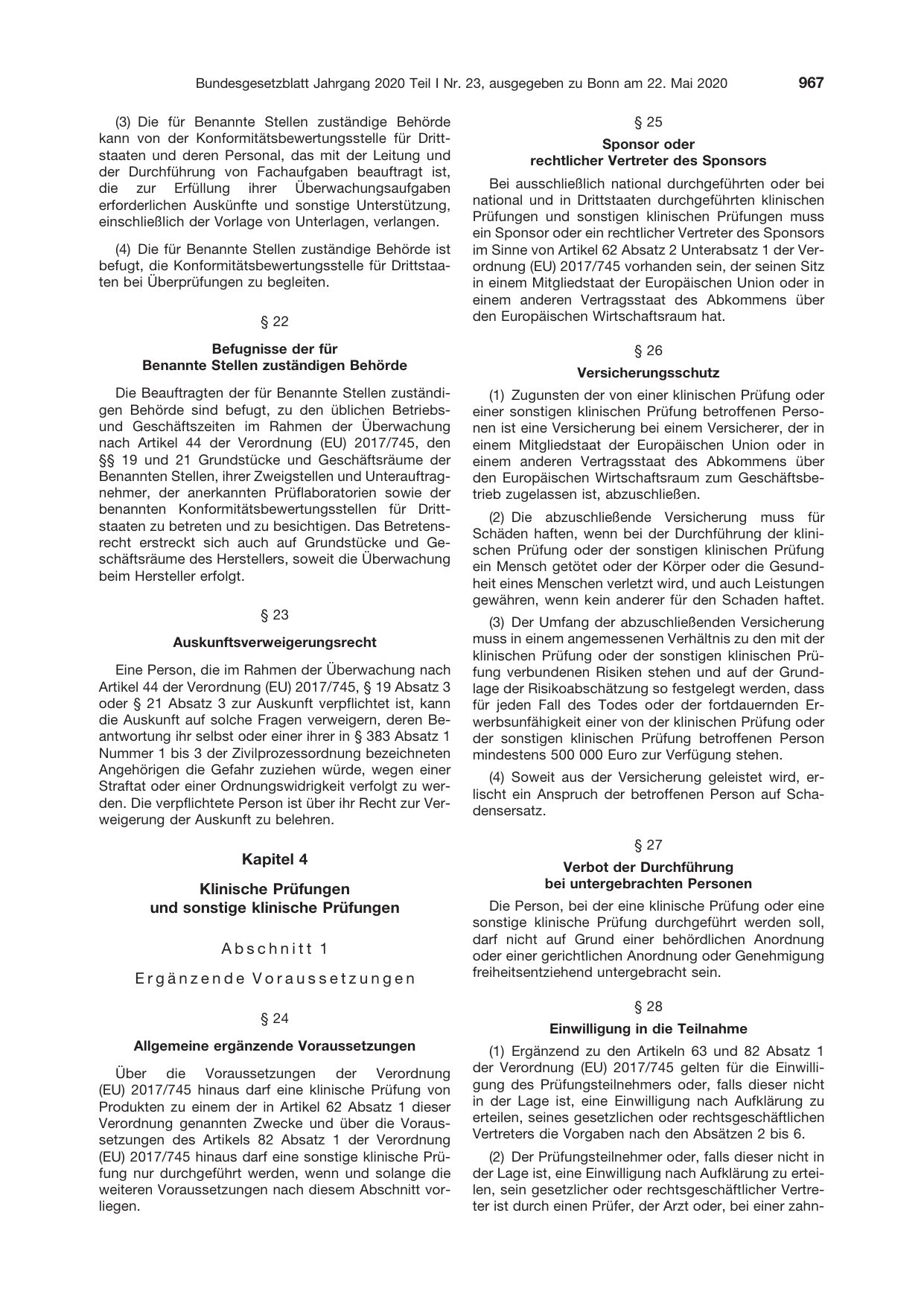 BGBl. 2020, Seite 967 — Originalseite als Abbildung