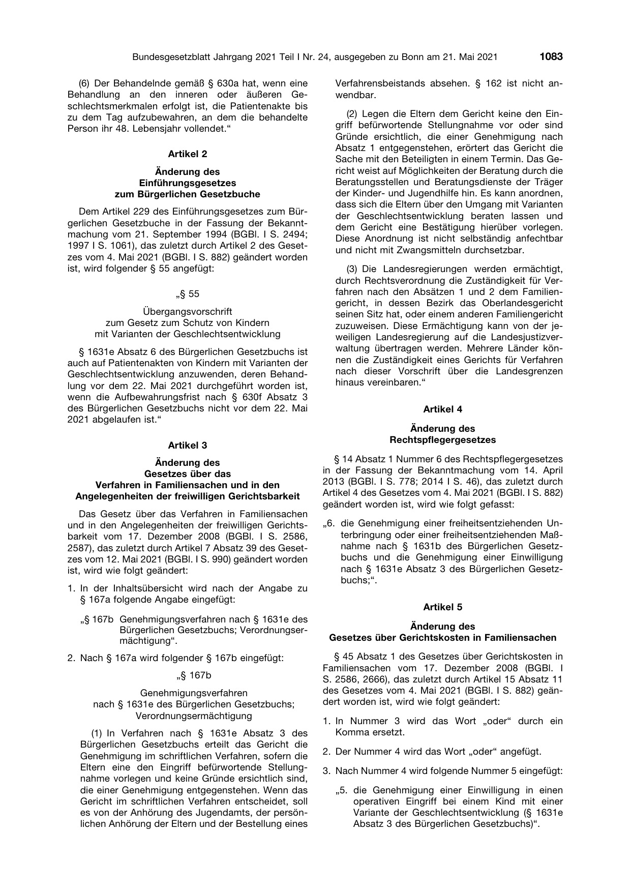 BGBl. 2021, Seite 1083 — Originalseite als Abbildung