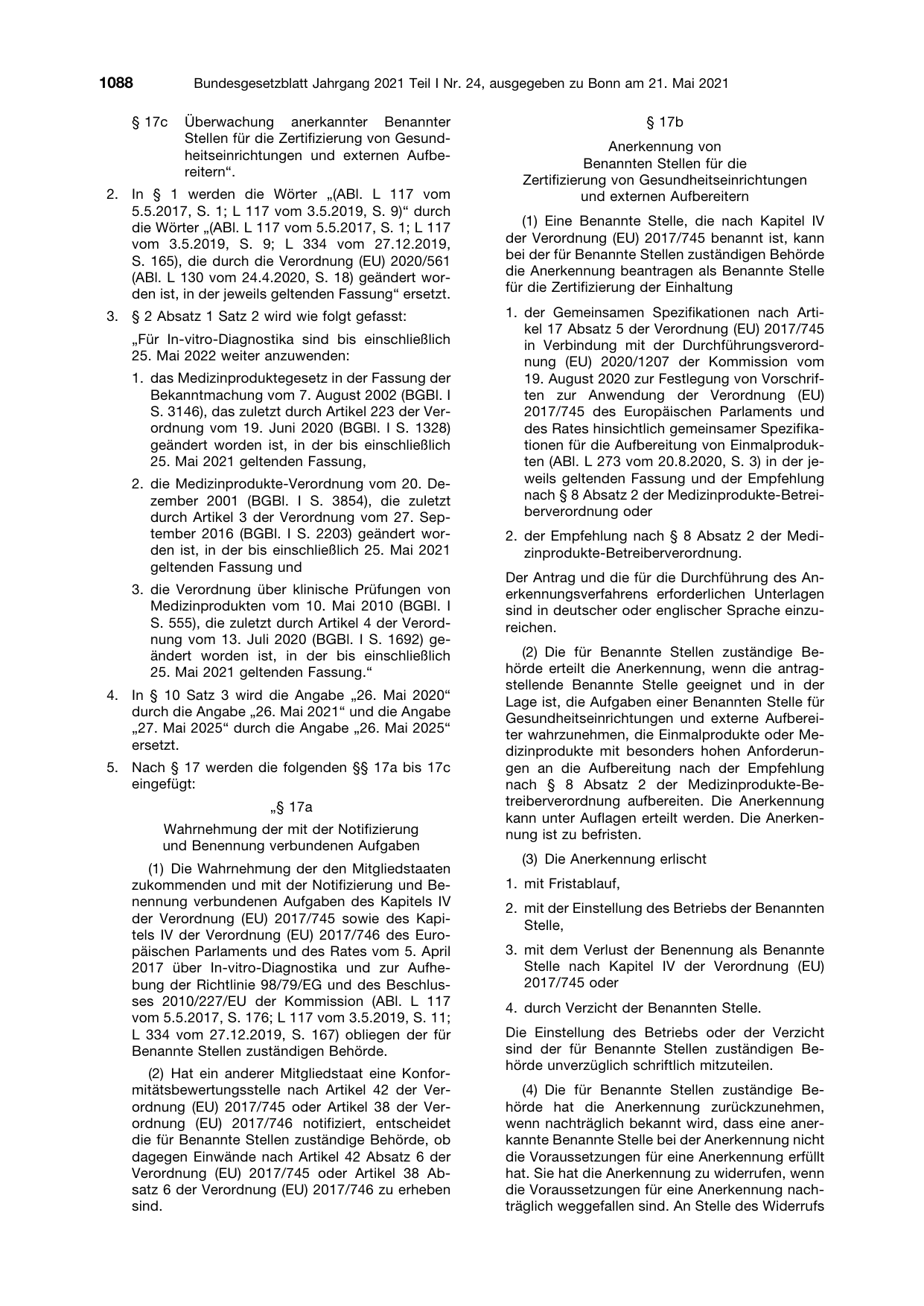 BGBl. 2021, Seite 1088 — Originalseite als Abbildung