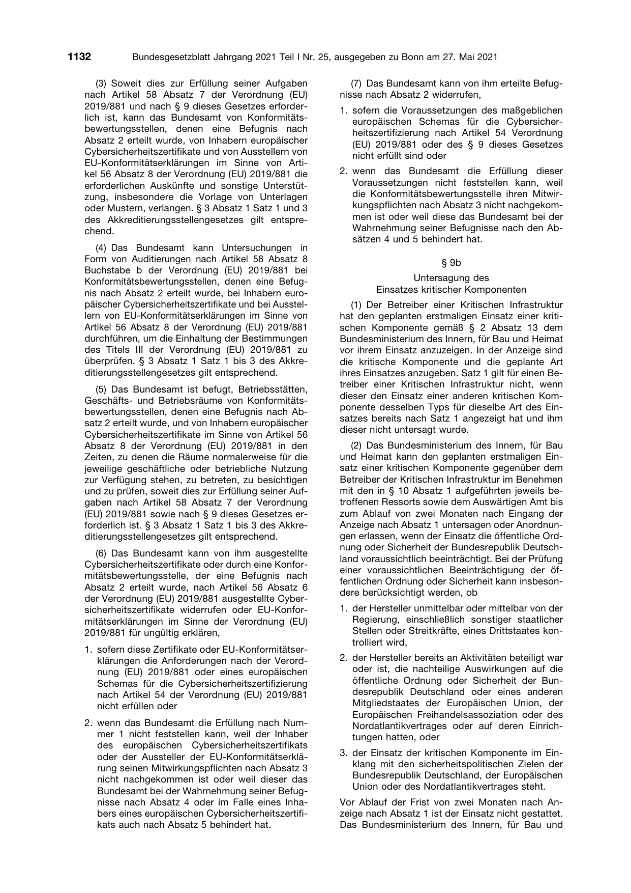 BGBl. 2021, Seite 1132 — Originalseite als Abbildung