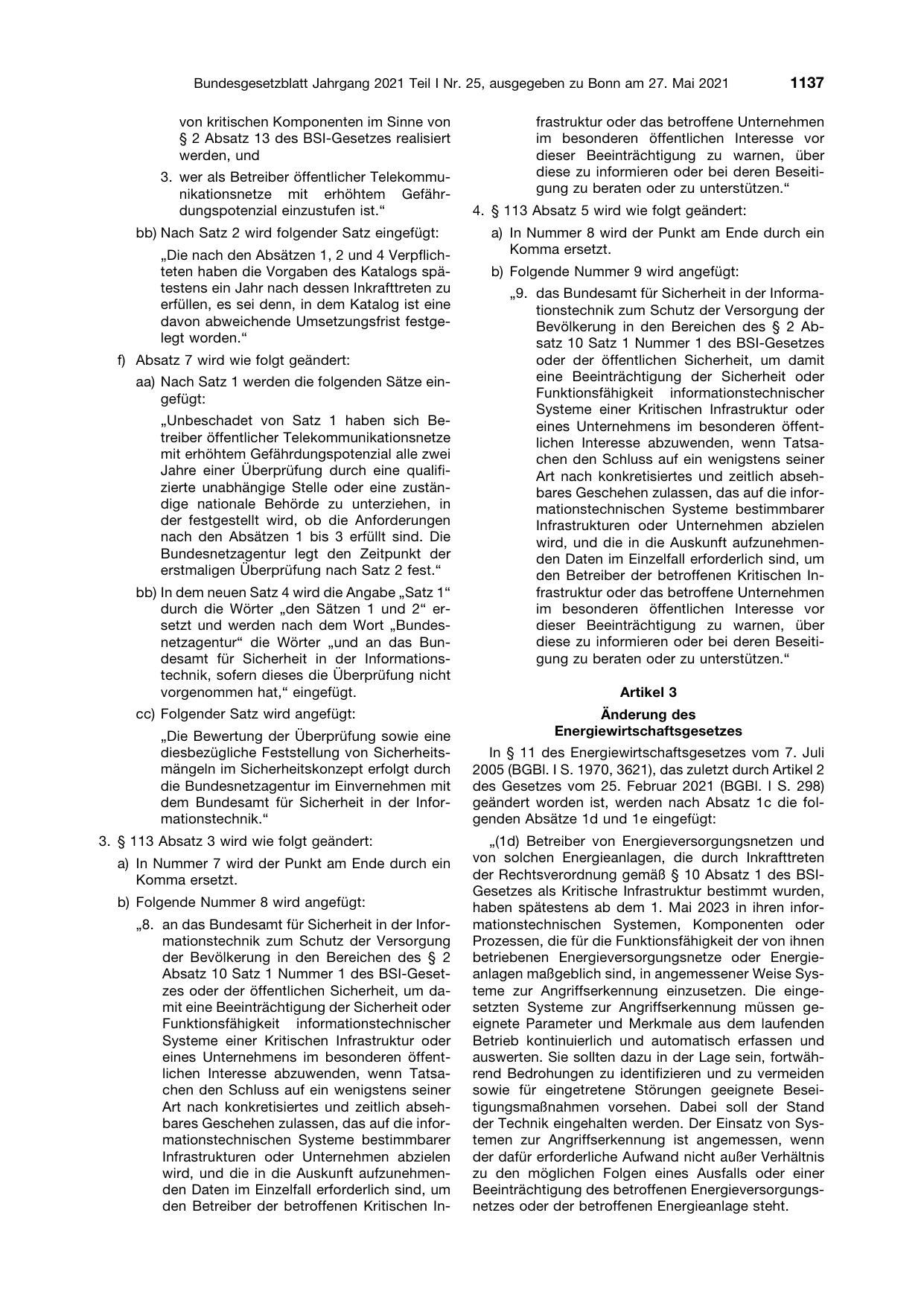 BGBl. 2021, Seite 1137 — Originalseite als Abbildung