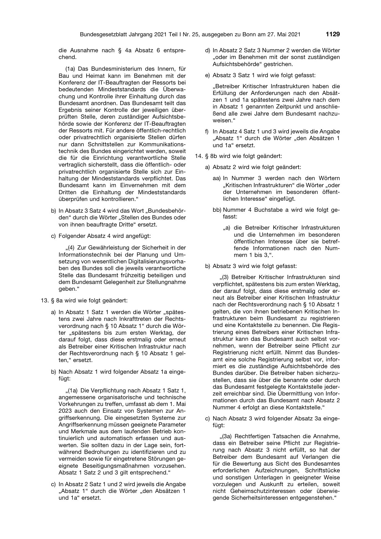 BGBl. 2021, Seite 1129 — Originalseite als Abbildung