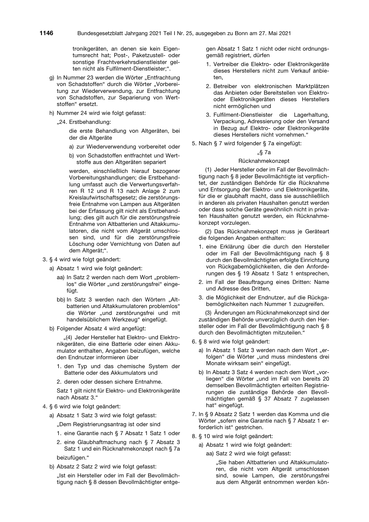 BGBl. 2021, Seite 1146 — Originalseite als Abbildung