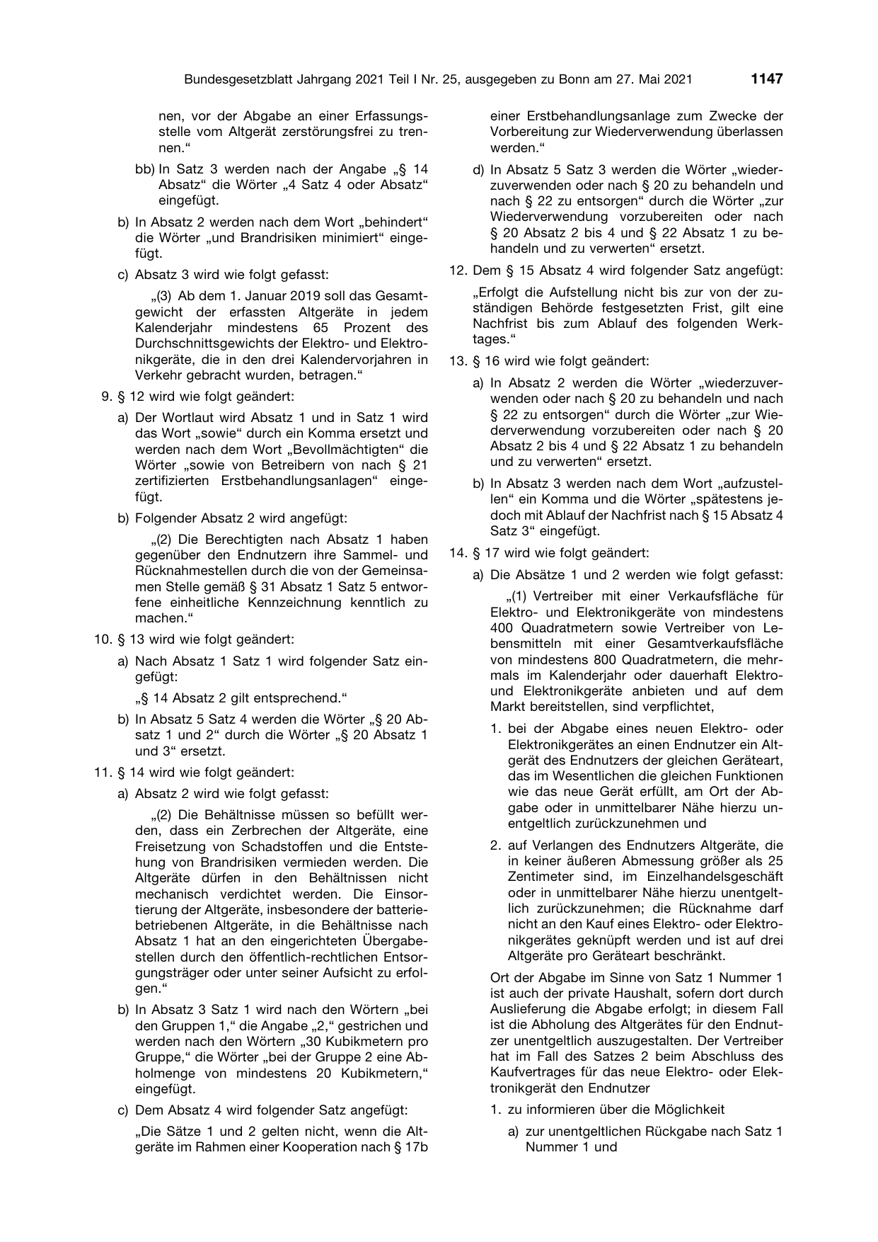 BGBl. 2021, Seite 1147 — Originalseite als Abbildung