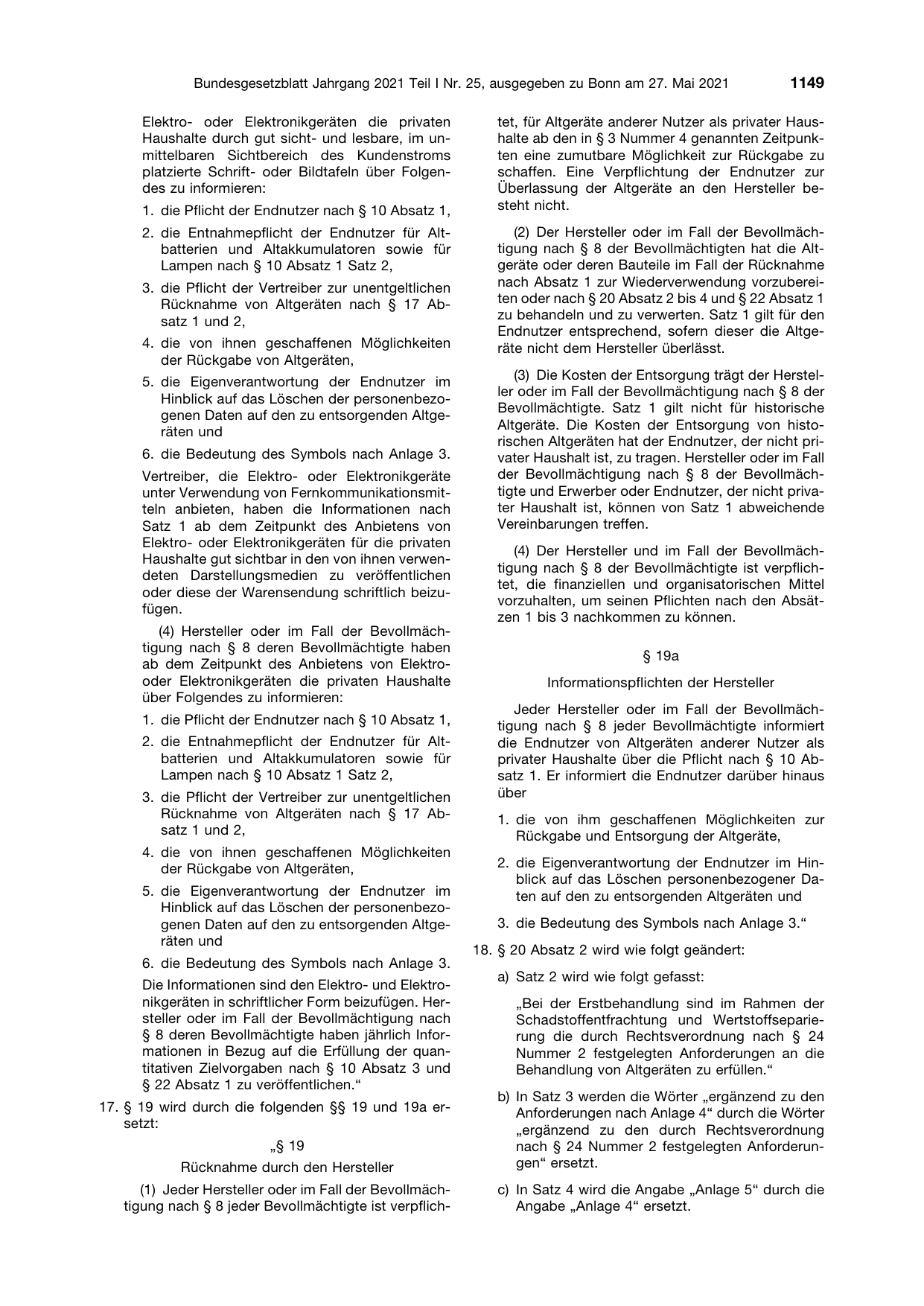 BGBl. 2021, Seite 1149 — Originalseite als Abbildung