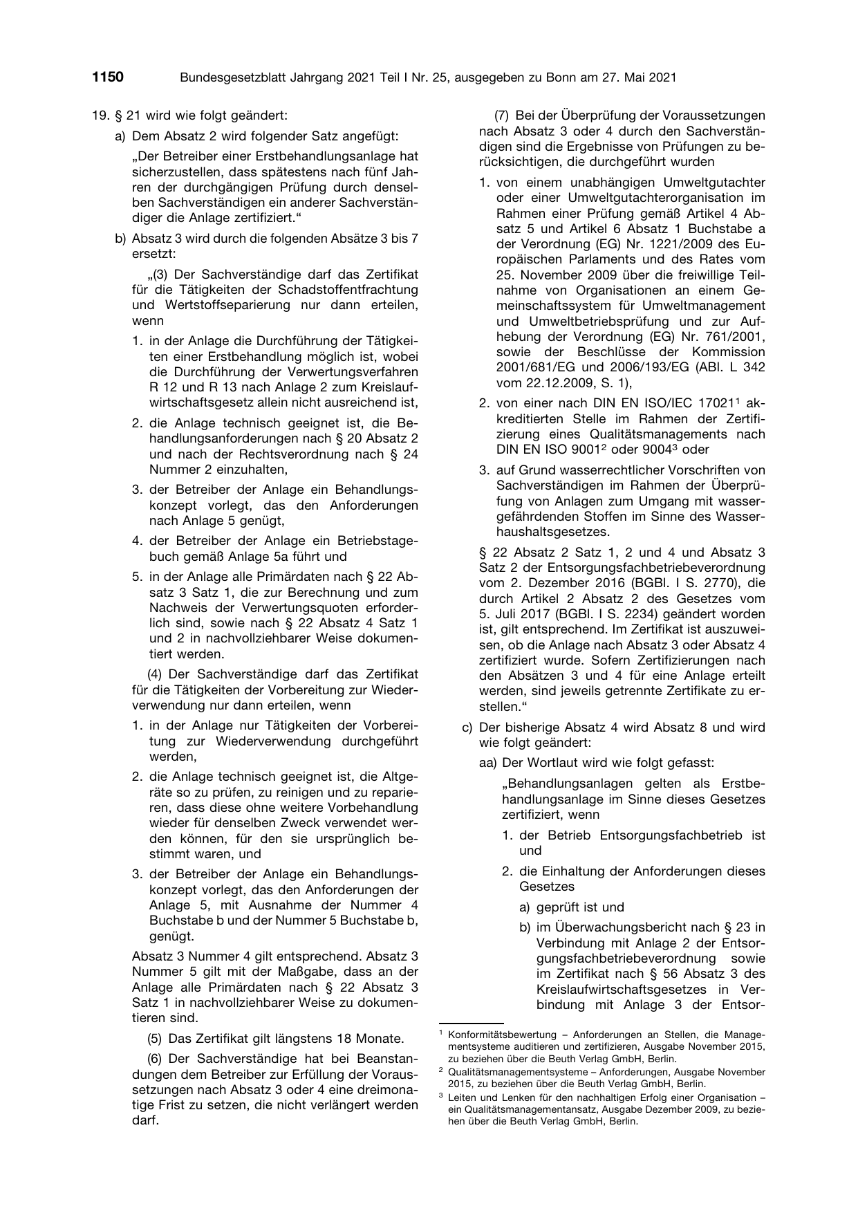 BGBl. 2021, Seite 1150 — Originalseite als Abbildung