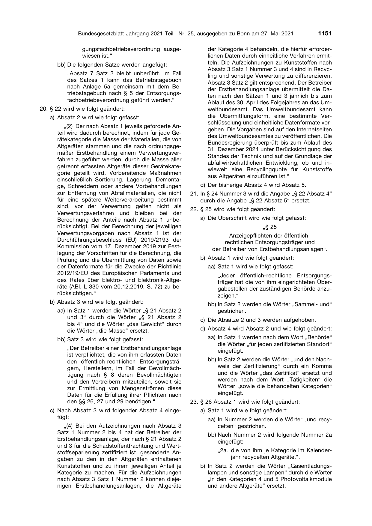 BGBl. 2021, Seite 1151 — Originalseite als Abbildung