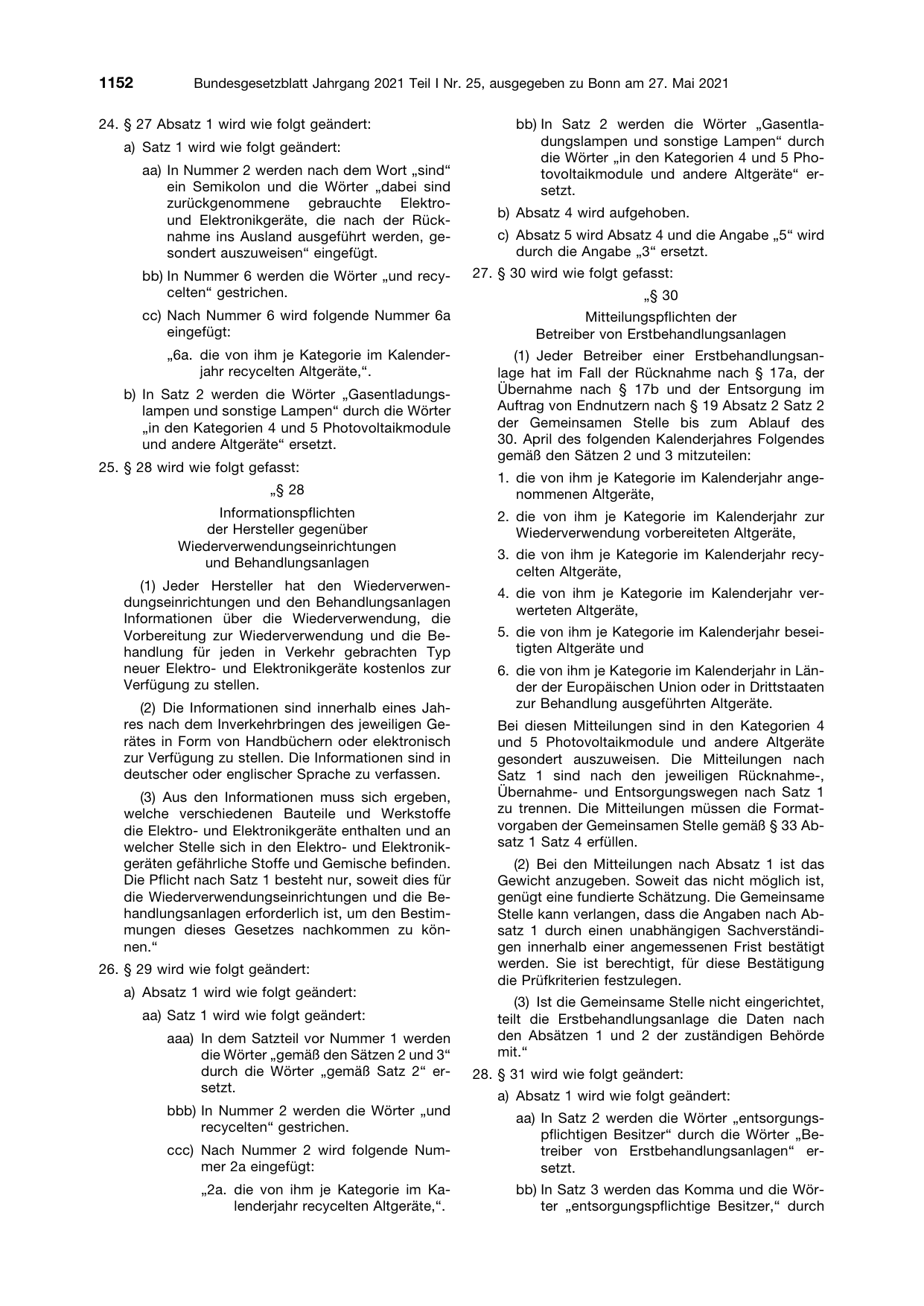 BGBl. 2021, Seite 1152 — Originalseite als Abbildung