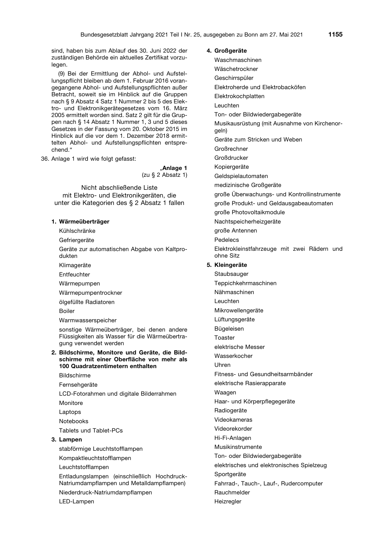 BGBl. 2021, Seite 1155 — Originalseite als Abbildung