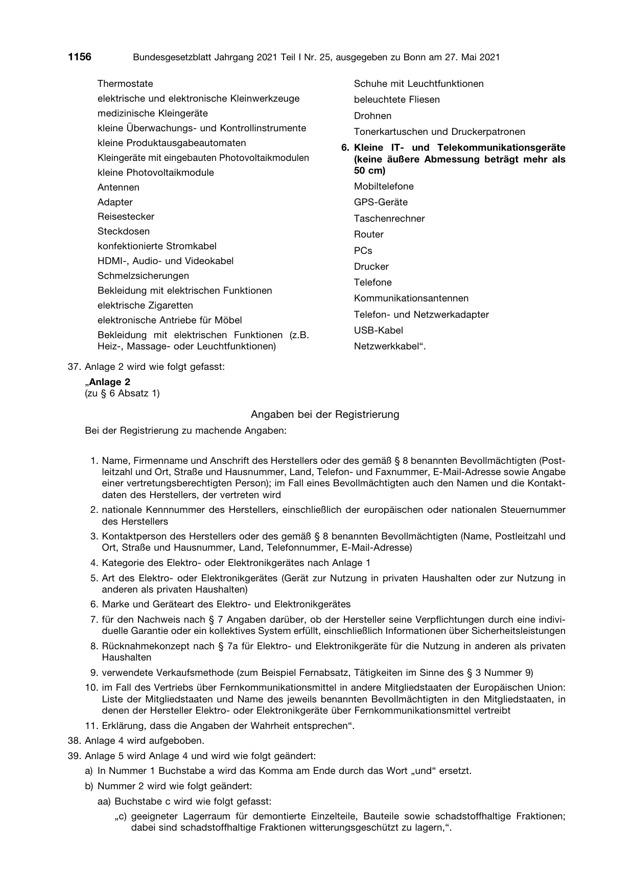 BGBl. 2021, Seite 1156 — Originalseite als Abbildung