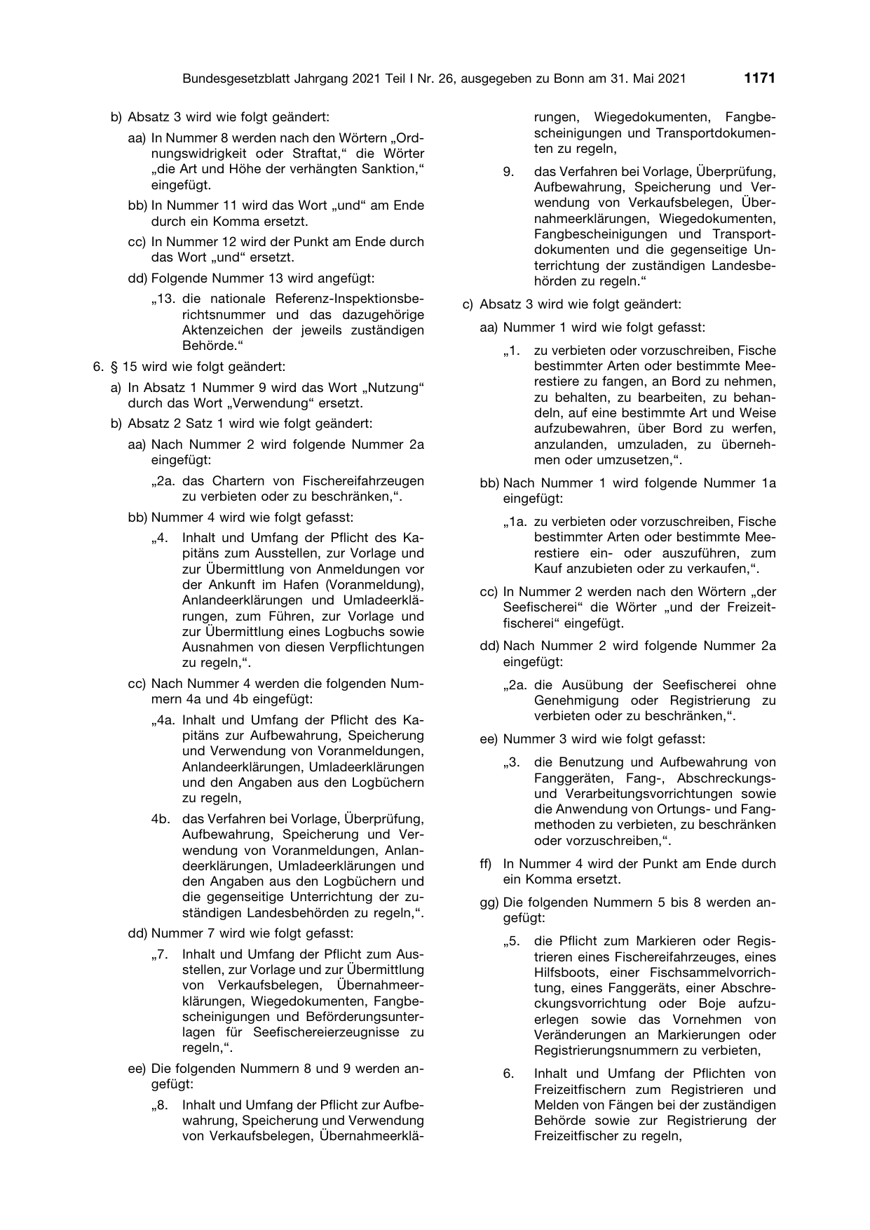 BGBl. 2021, Seite 1171 — Originalseite als Abbildung