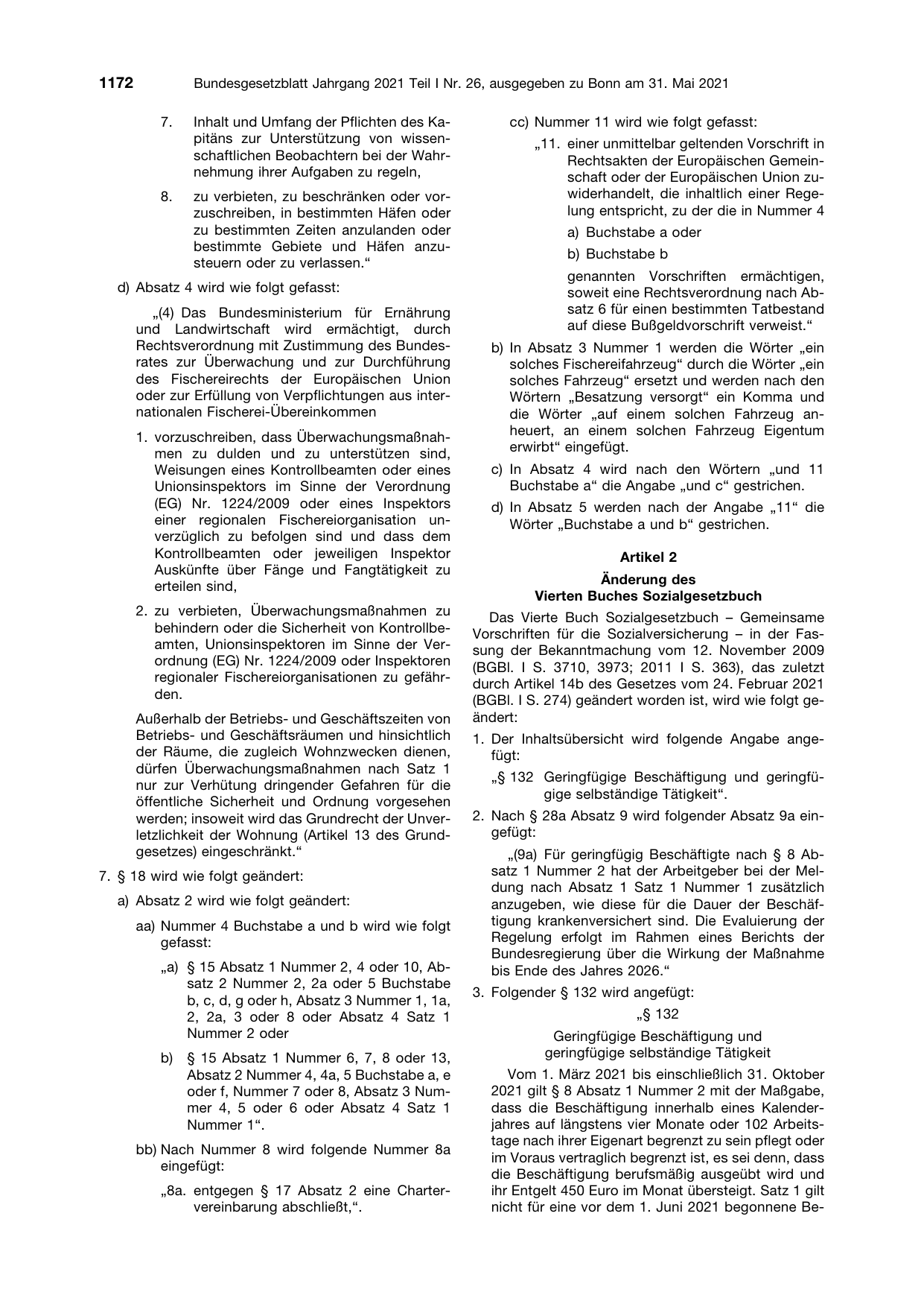 BGBl. 2021, Seite 1172 — Originalseite als Abbildung